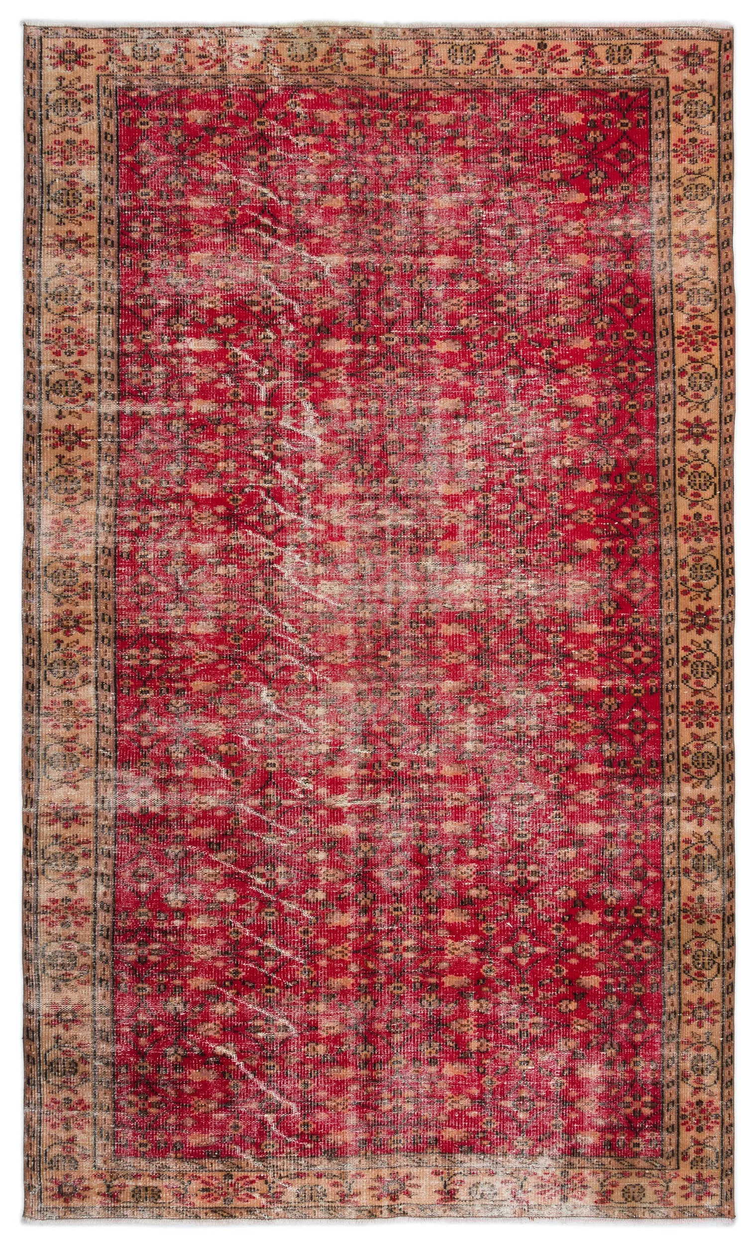 Retro Design Naturel Over Dyed Vintage Rug 5'10'' x 9'7'' ft 177 x 292 cm