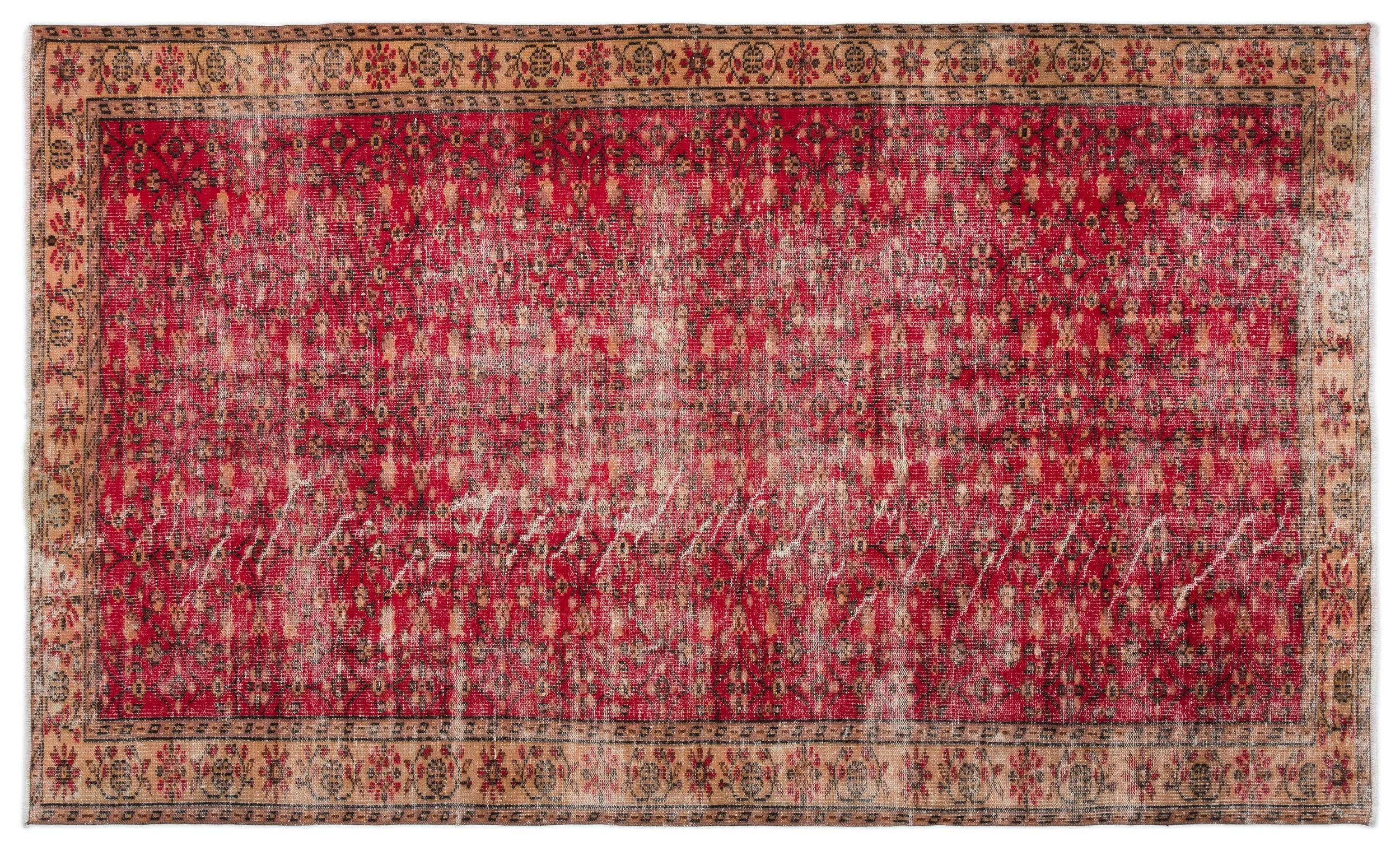 Retro Design Naturel Over Dyed Vintage Rug 5'10'' x 9'7'' ft 177 x 292 cm