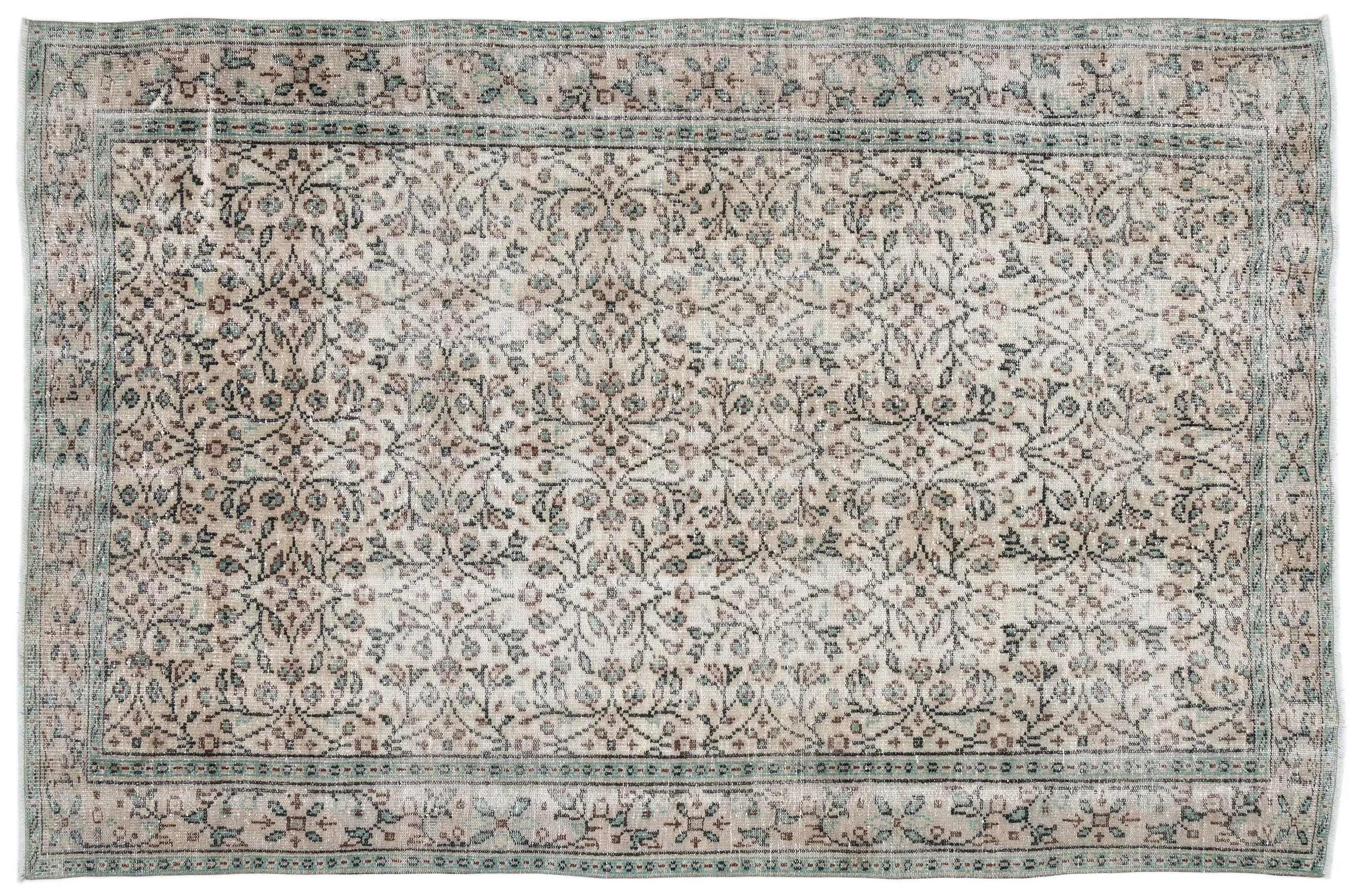 Retro Design Naturel Over Dyed Vintage Rug 5'11'' x 9'2'' ft 180 x 280 cm