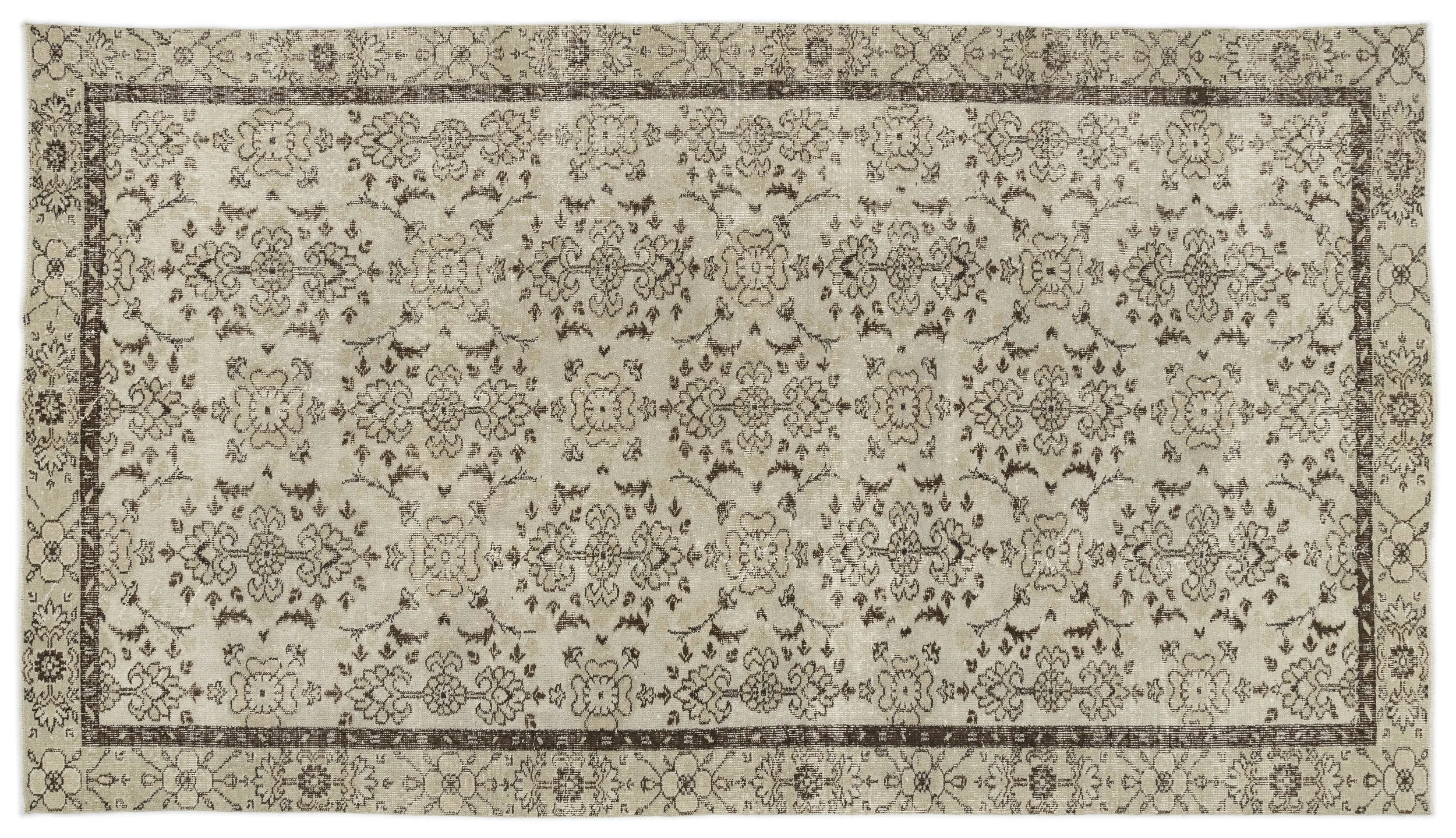 Retro Design Naturel Over Dyed Vintage Rug 5'2'' x 9'2'' ft 157 x 279 cm