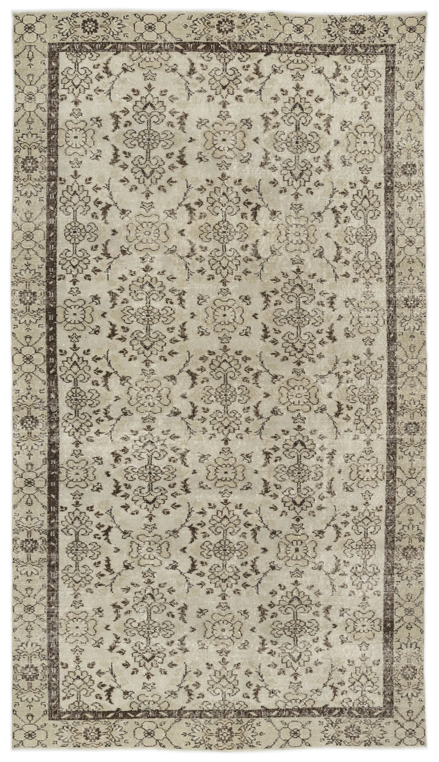 Retro Design Naturel Over Dyed Vintage Rug 5'2'' x 9'2'' ft 157 x 279 cm