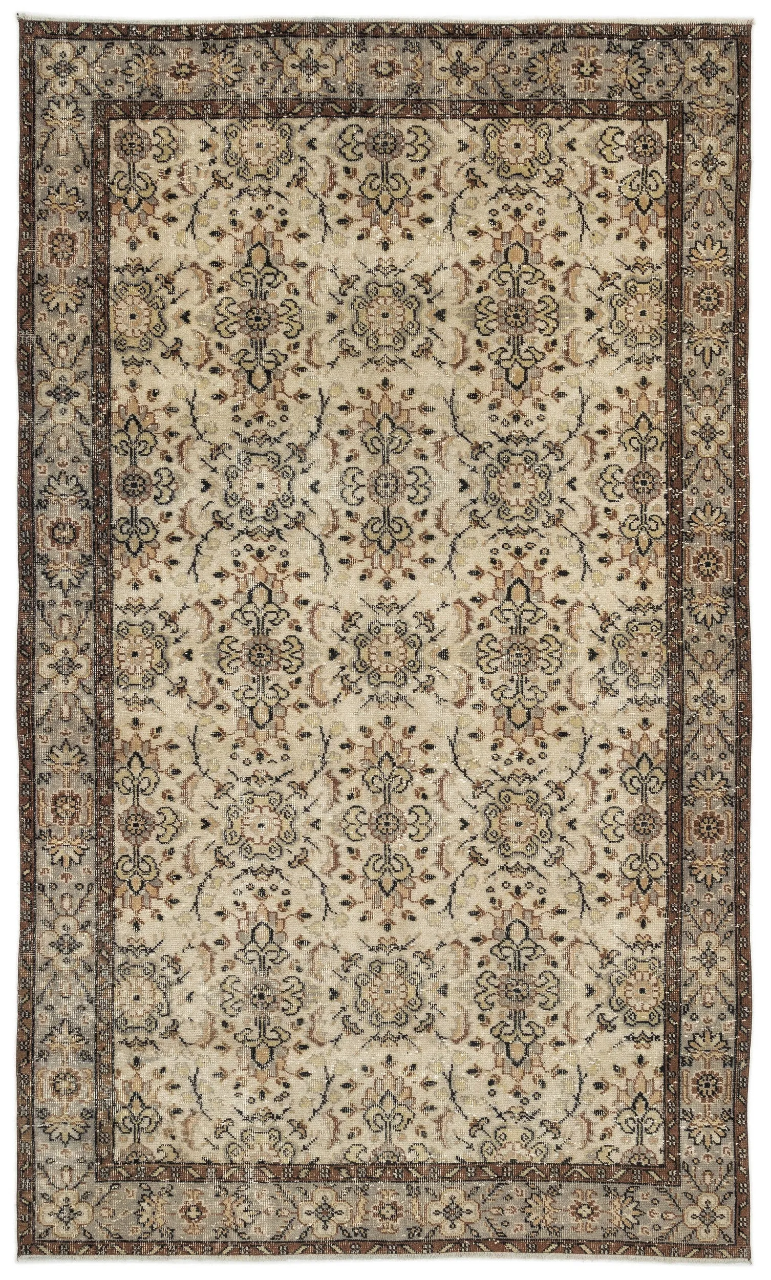 Retro Design Naturel Over Dyed Vintage Rug 5'3'' x 8'10'' ft 160 x 270 cm