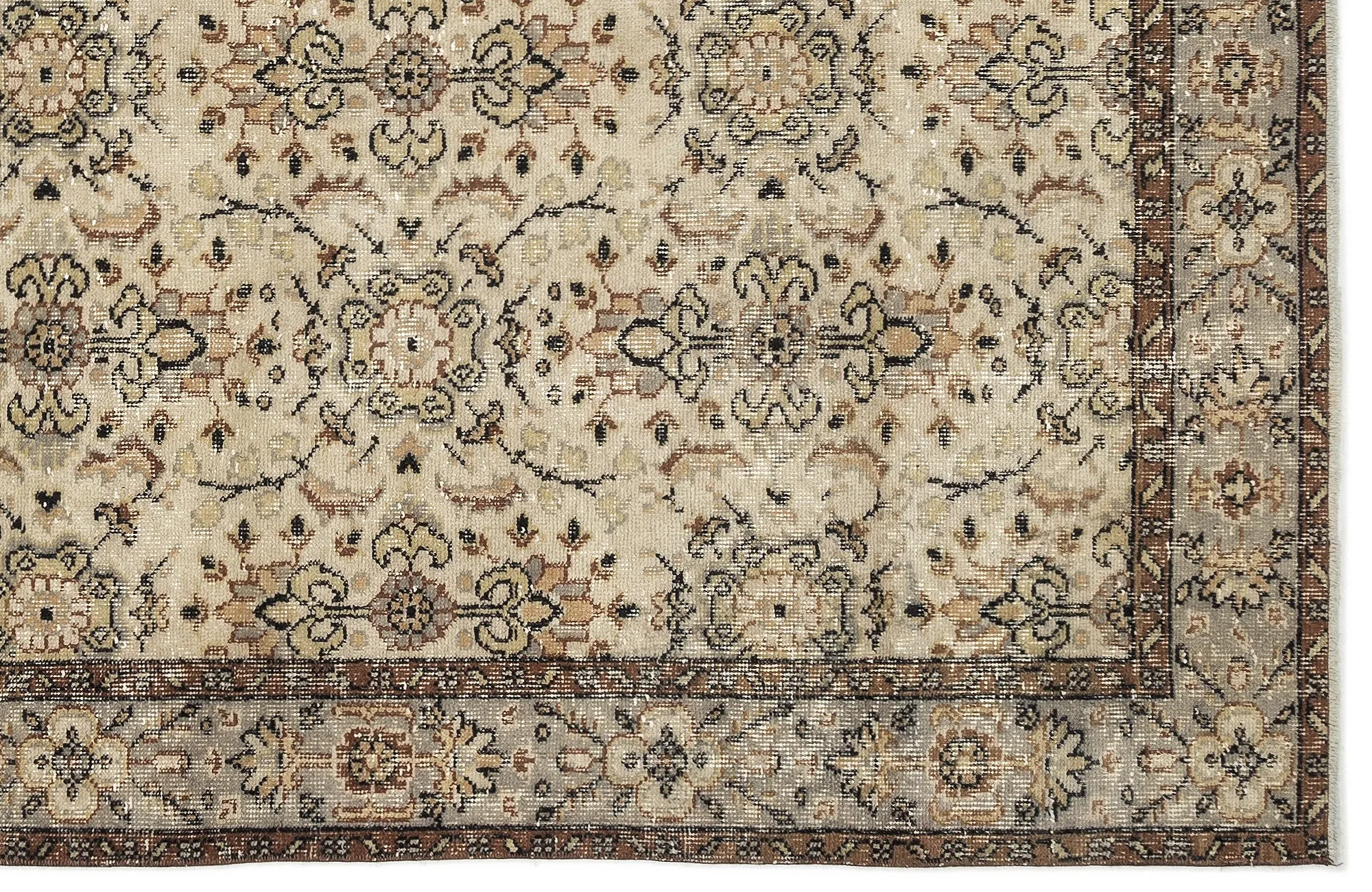 Retro Design Naturel Over Dyed Vintage Rug 5'3'' x 8'10'' ft 160 x 270 cm
