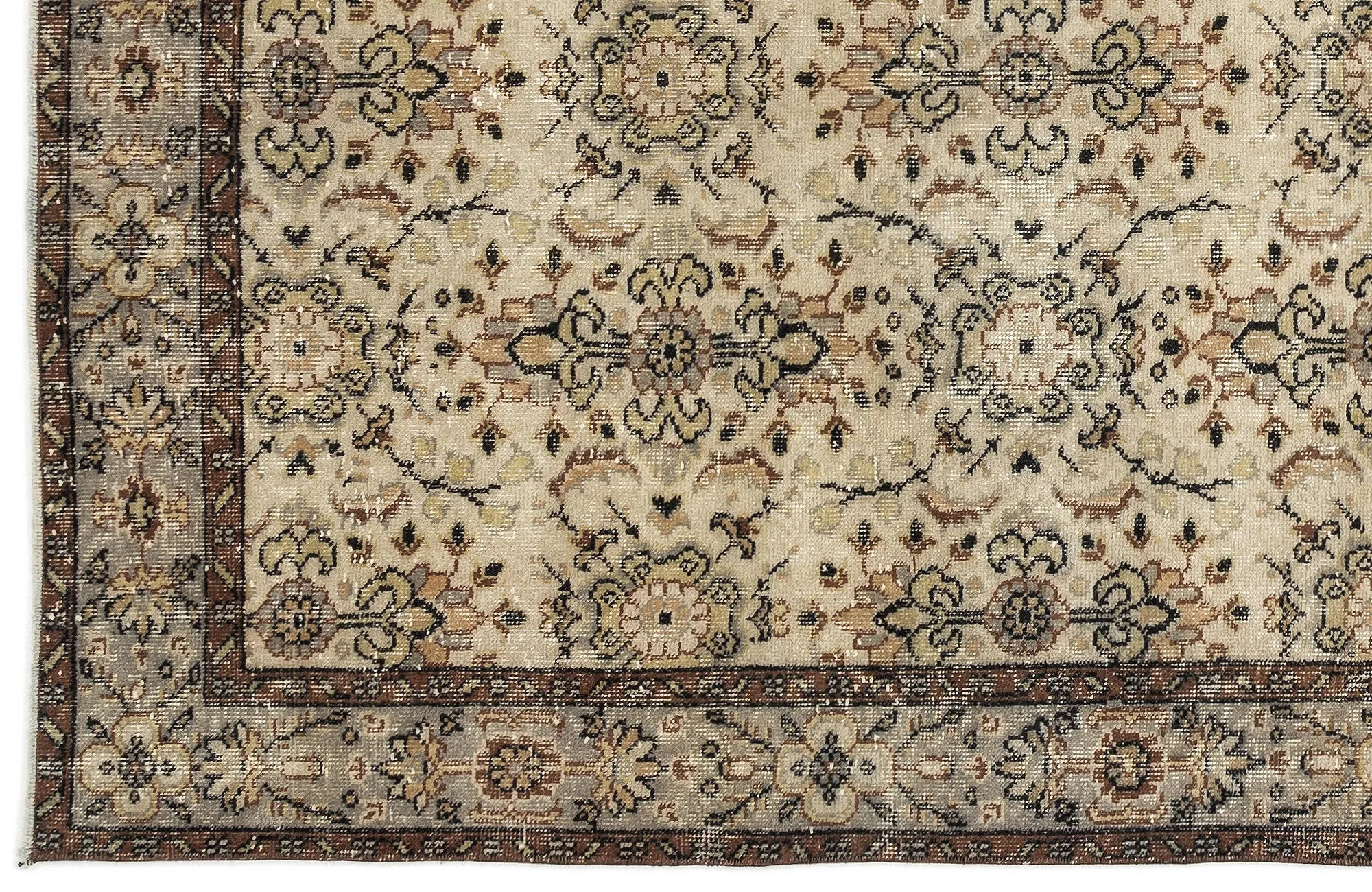 Retro Design Naturel Over Dyed Vintage Rug 5'3'' x 8'10'' ft 160 x 270 cm