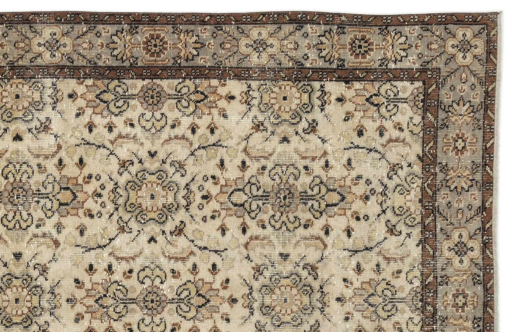 Retro Design Naturel Over Dyed Vintage Rug 5'3'' x 8'10'' ft 160 x 270 cm