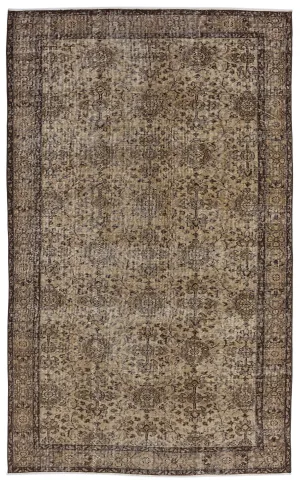 Retro Design Naturel Over Dyed Vintage Rug 5'5'' x 8'11'' ft 164 x 273 cm