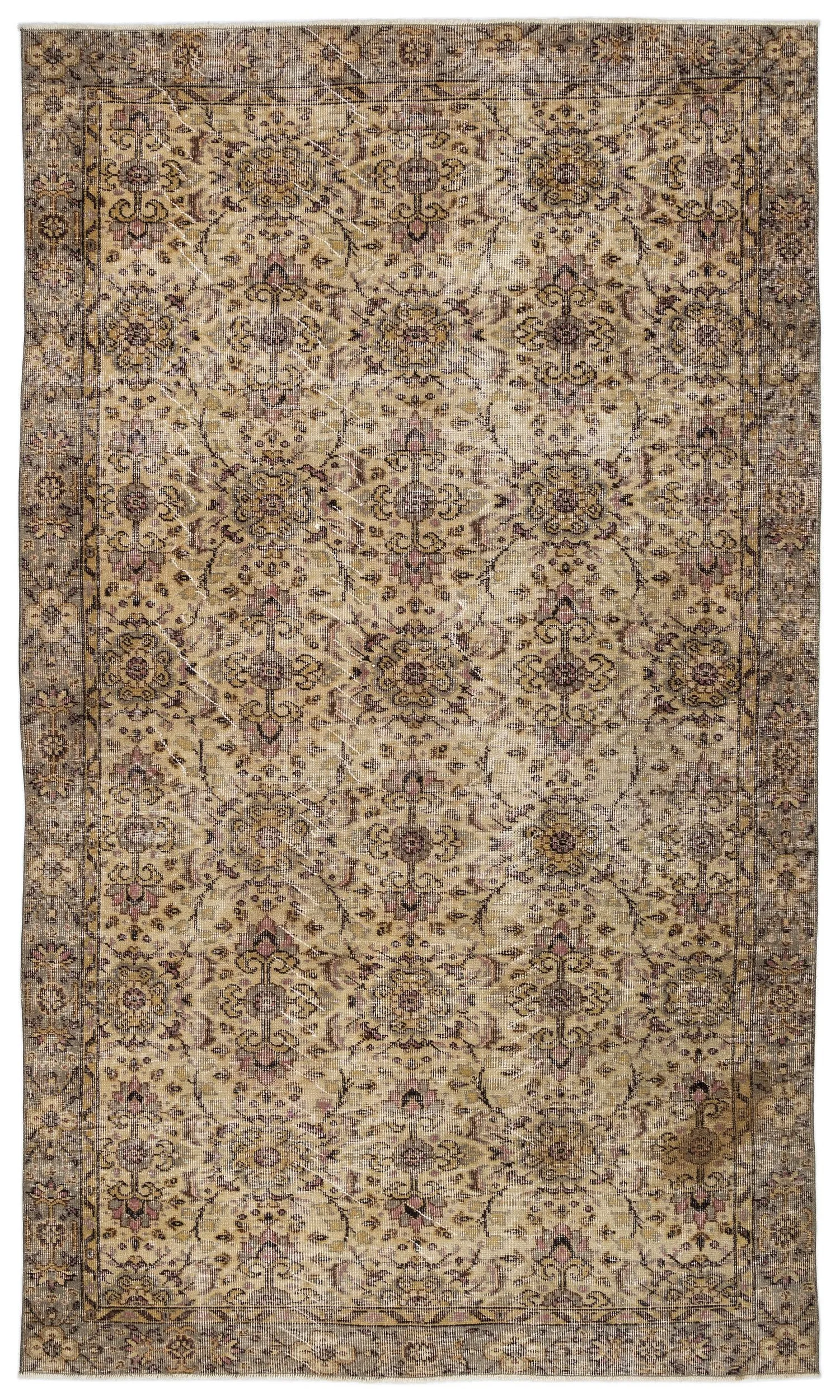 Retro Design Naturel Over Dyed Vintage Rug 5'5'' x 8'11'' ft 165 x 272 cm