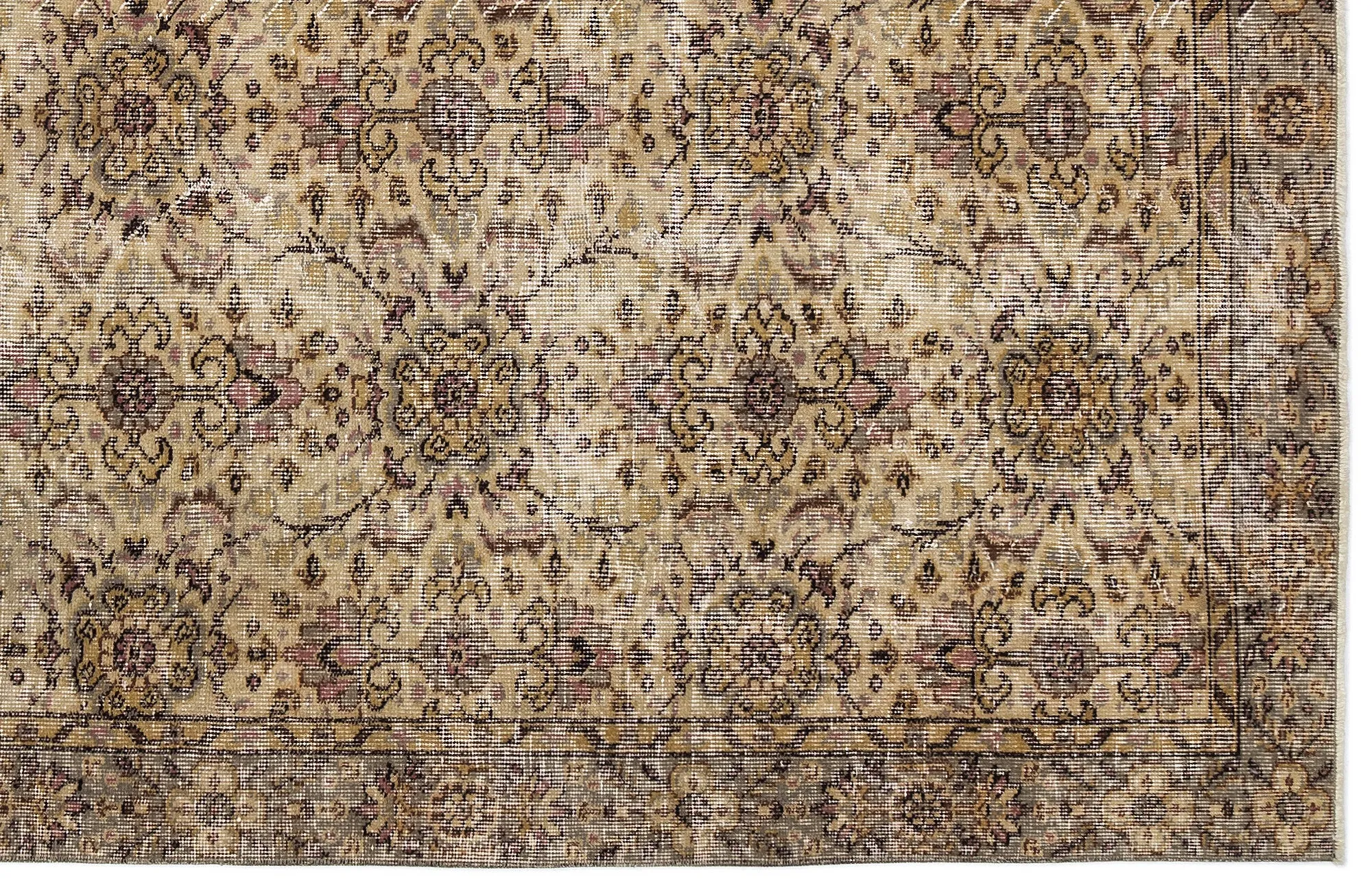 Retro Design Naturel Over Dyed Vintage Rug 5'5'' x 8'11'' ft 165 x 272 cm