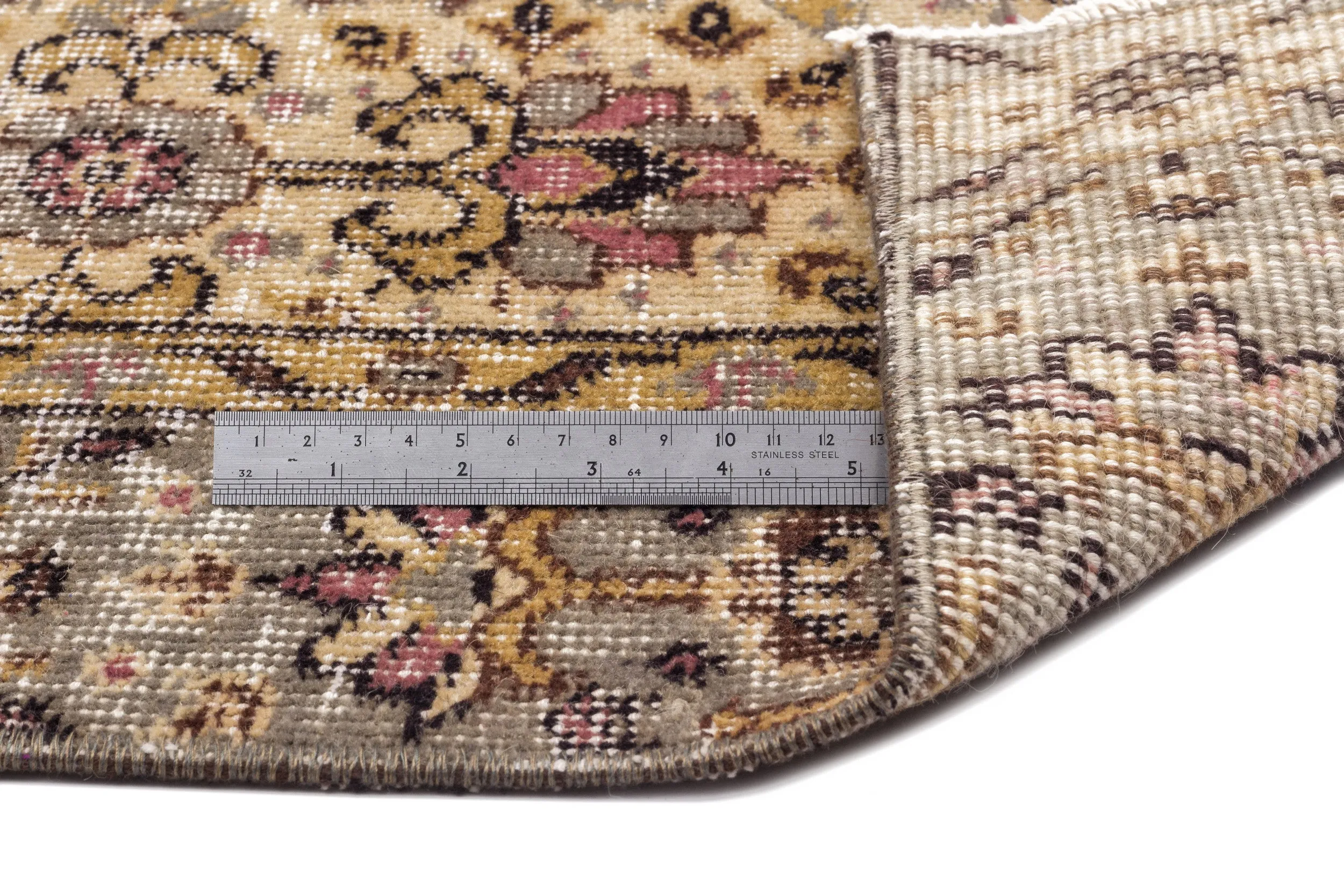Retro Design Naturel Over Dyed Vintage Rug 5'5'' x 8'11'' ft 165 x 272 cm