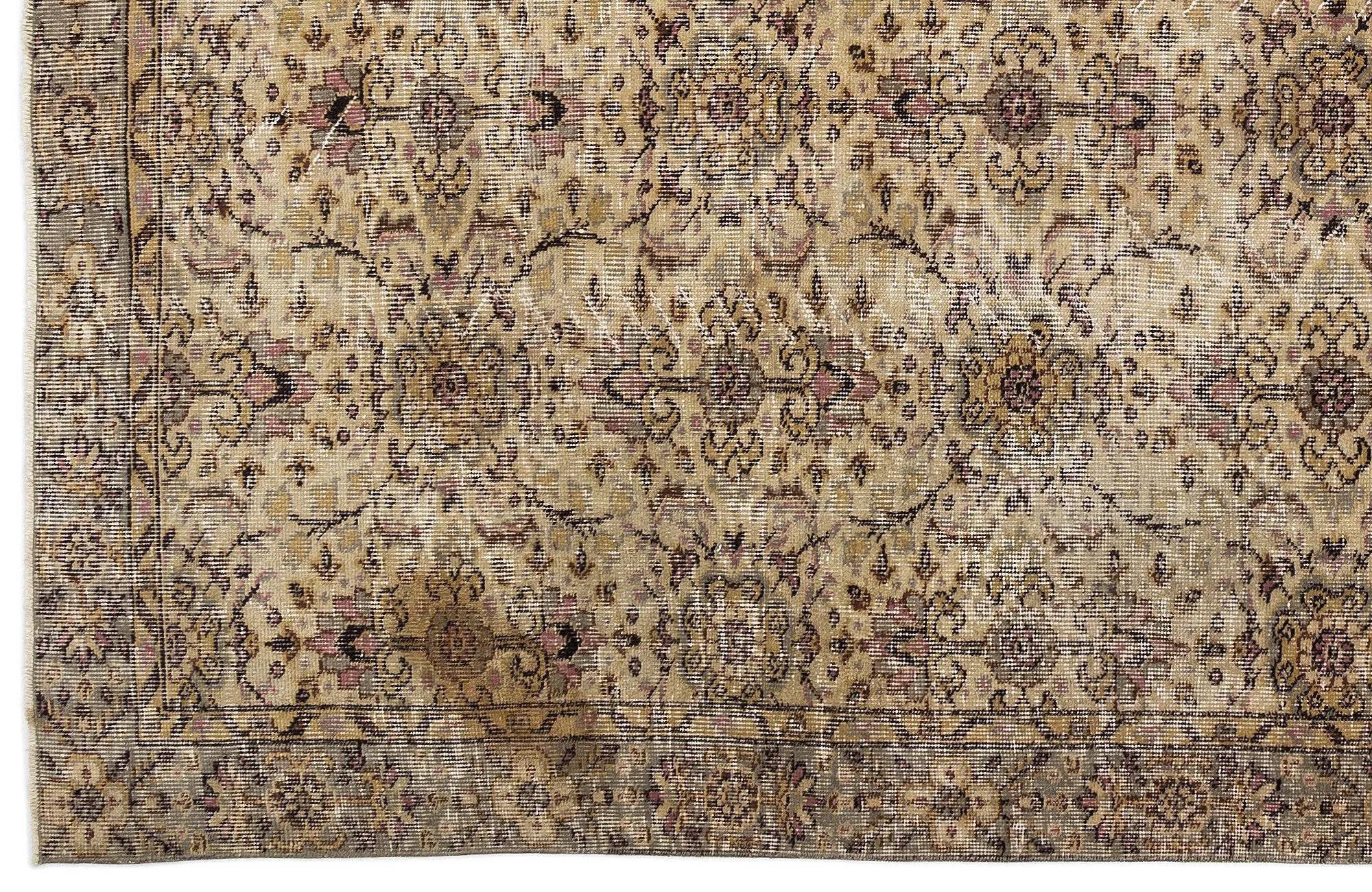 Retro Design Naturel Over Dyed Vintage Rug 5'5'' x 8'11'' ft 165 x 272 cm