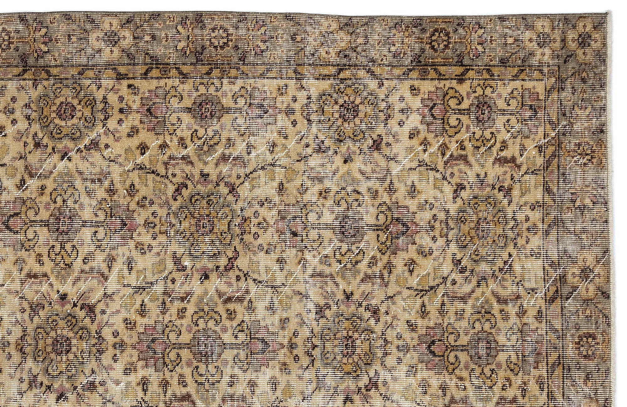 Retro Design Naturel Over Dyed Vintage Rug 5'5'' x 8'11'' ft 165 x 272 cm