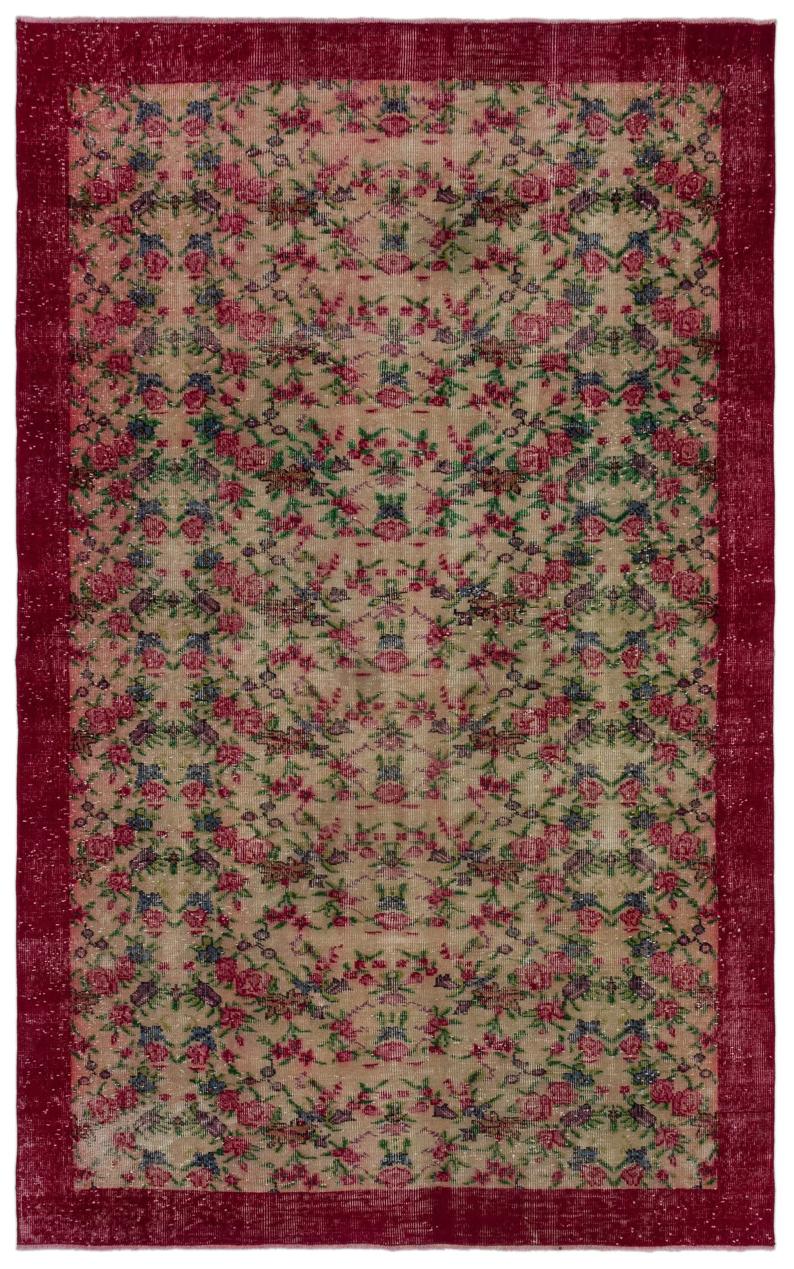 Retro Design Naturel Over Dyed Vintage Rug 5'5'' x 8'6'' ft 164 x 258 cm