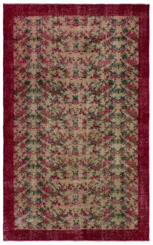 Retro Design Naturel Over Dyed Vintage Rug 5'5'' x 8'6'' ft 164 x 258 cm