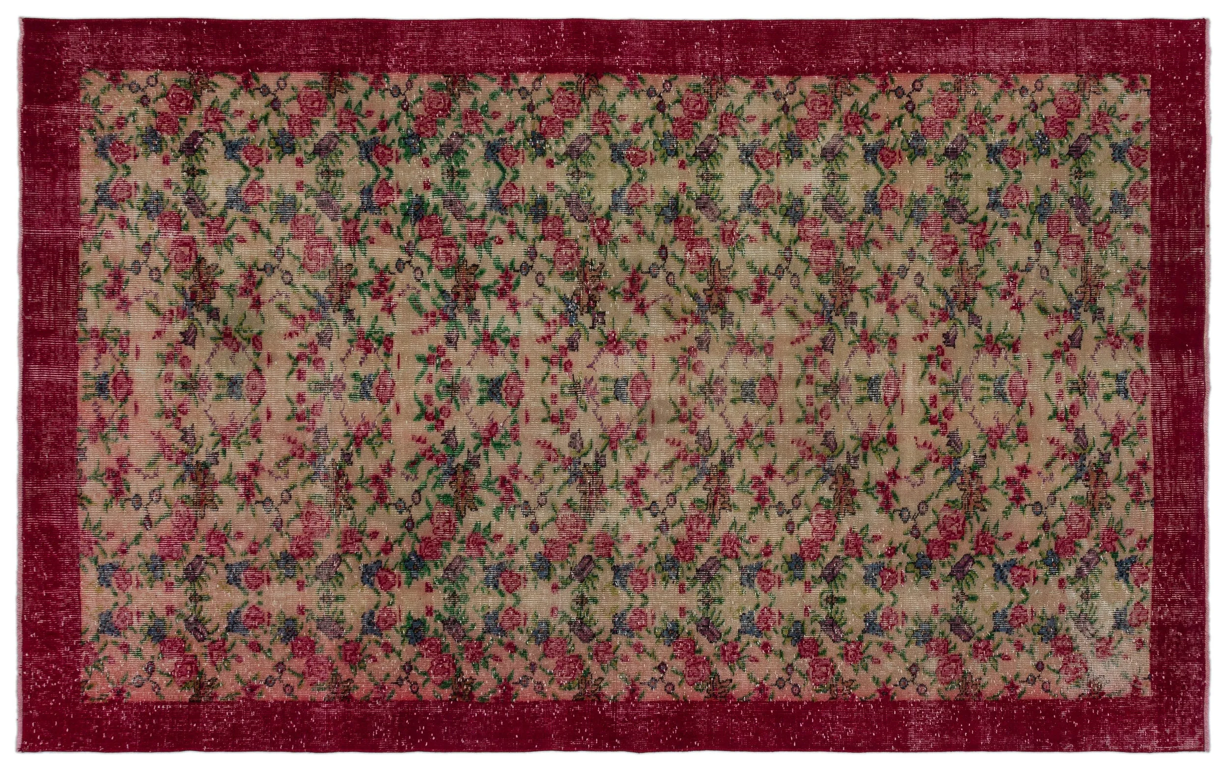 Retro Design Naturel Over Dyed Vintage Rug 5'5'' x 8'6'' ft 164 x 258 cm