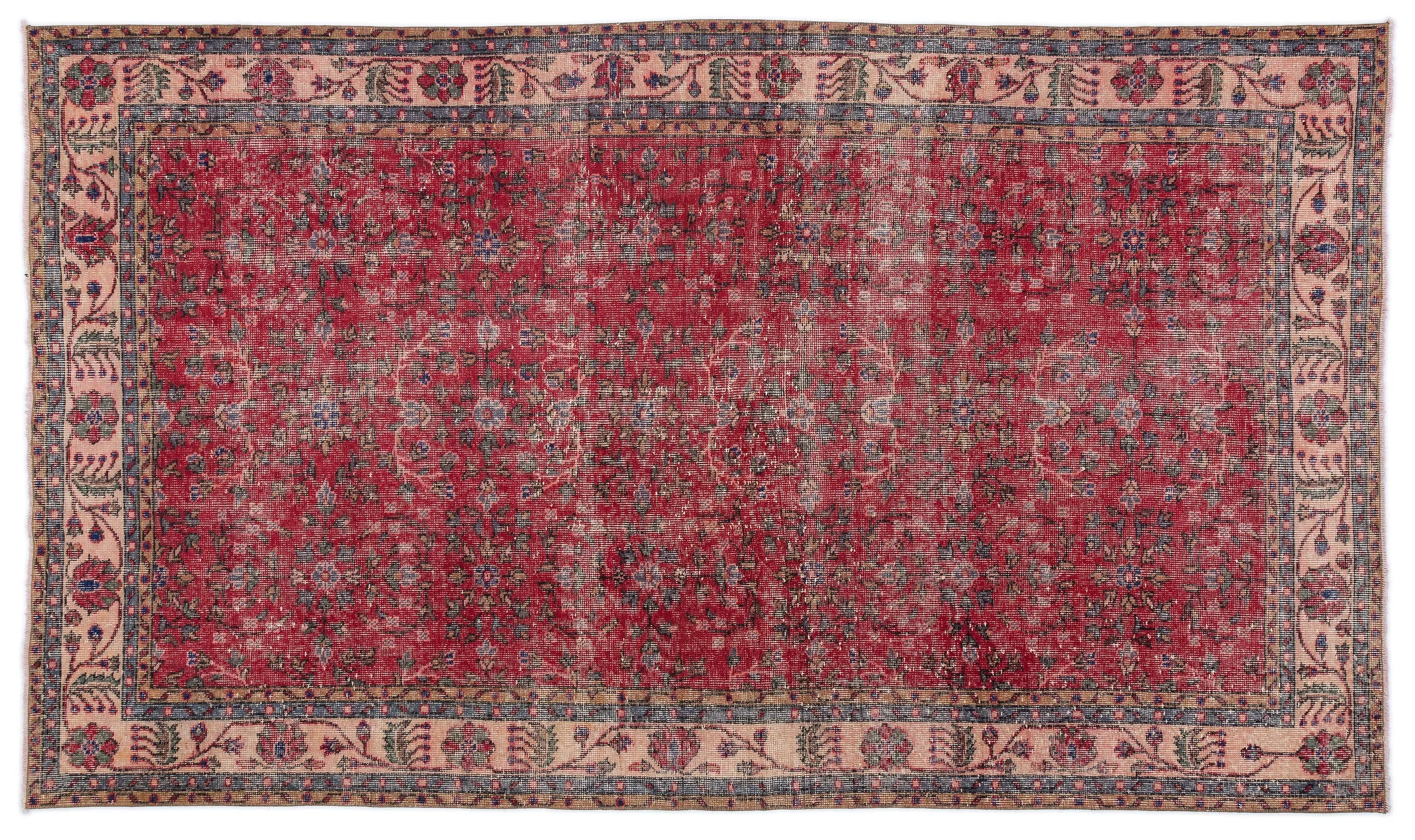 Retro Design Naturel Over Dyed Vintage Rug 5'5'' x 9'4'' ft 164 x 285 cm