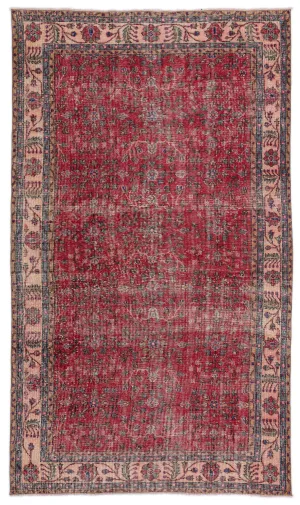 Retro Design Naturel Over Dyed Vintage Rug 5'5'' x 9'4'' ft 164 x 285 cm