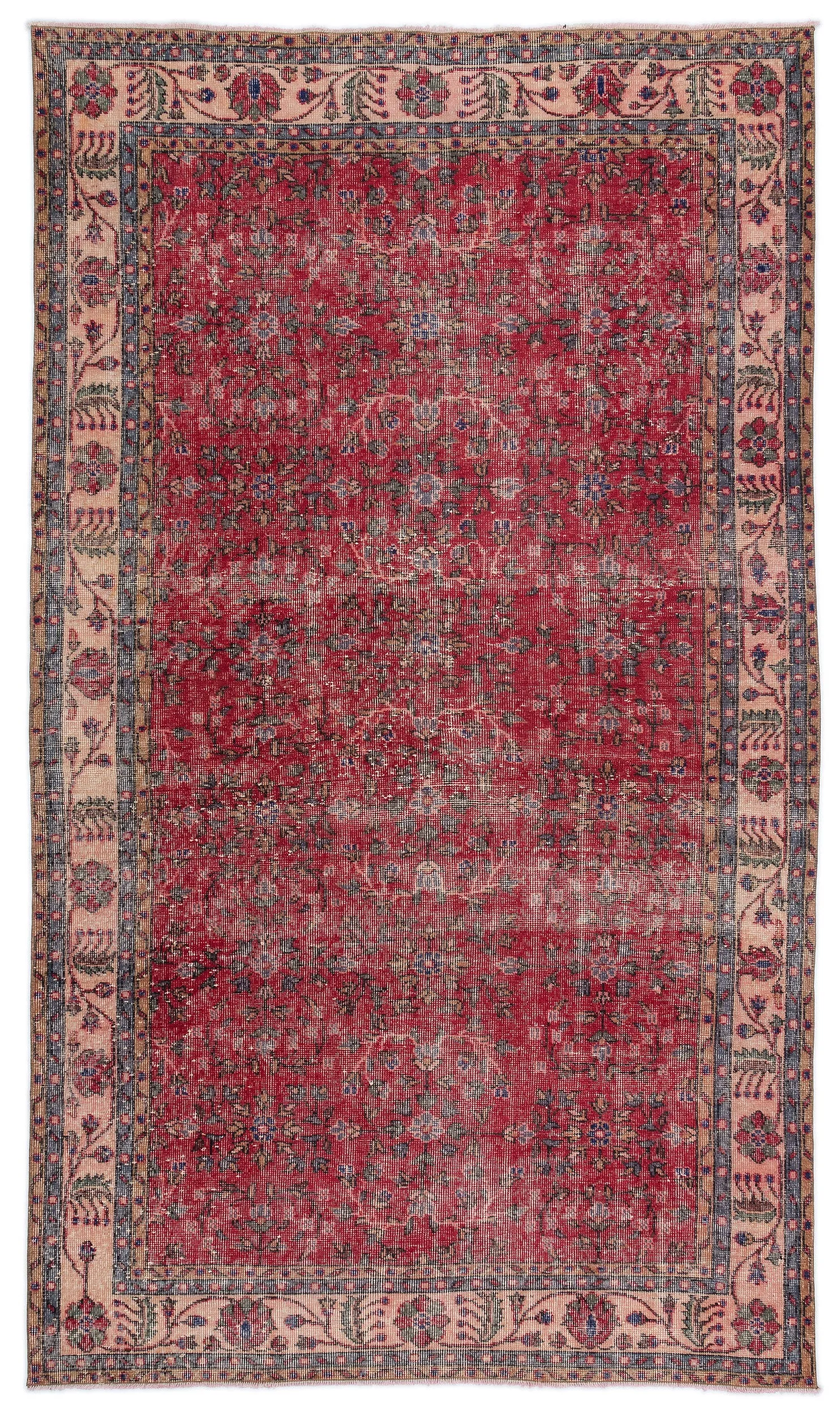 Retro Design Naturel Over Dyed Vintage Rug 5'5'' x 9'4'' ft 164 x 285 cm