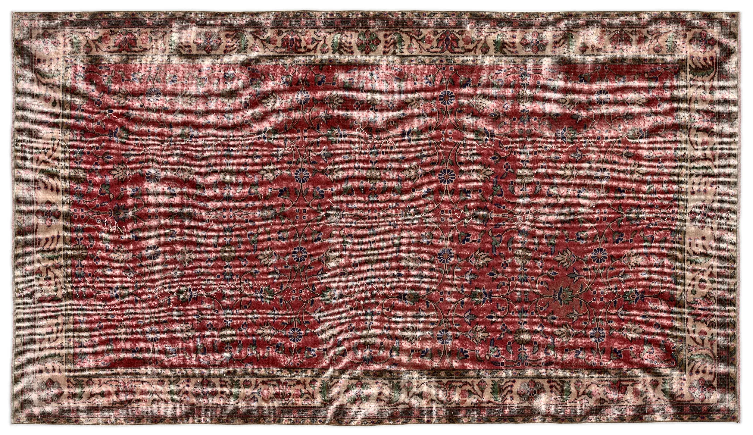 Retro Design Naturel Over Dyed Vintage Rug 5'5'' x 9'6'' ft 164 x 289 cm