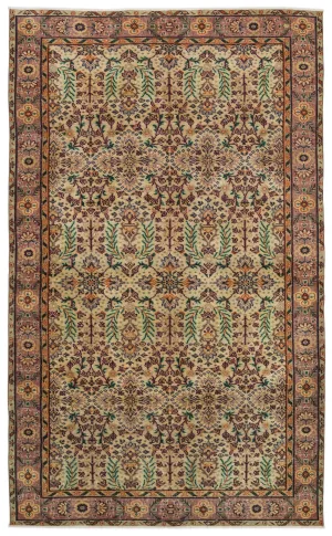 Retro Design Naturel Over Dyed Vintage Rug 5'7'' x 9'4'' ft 170 x 285 cm