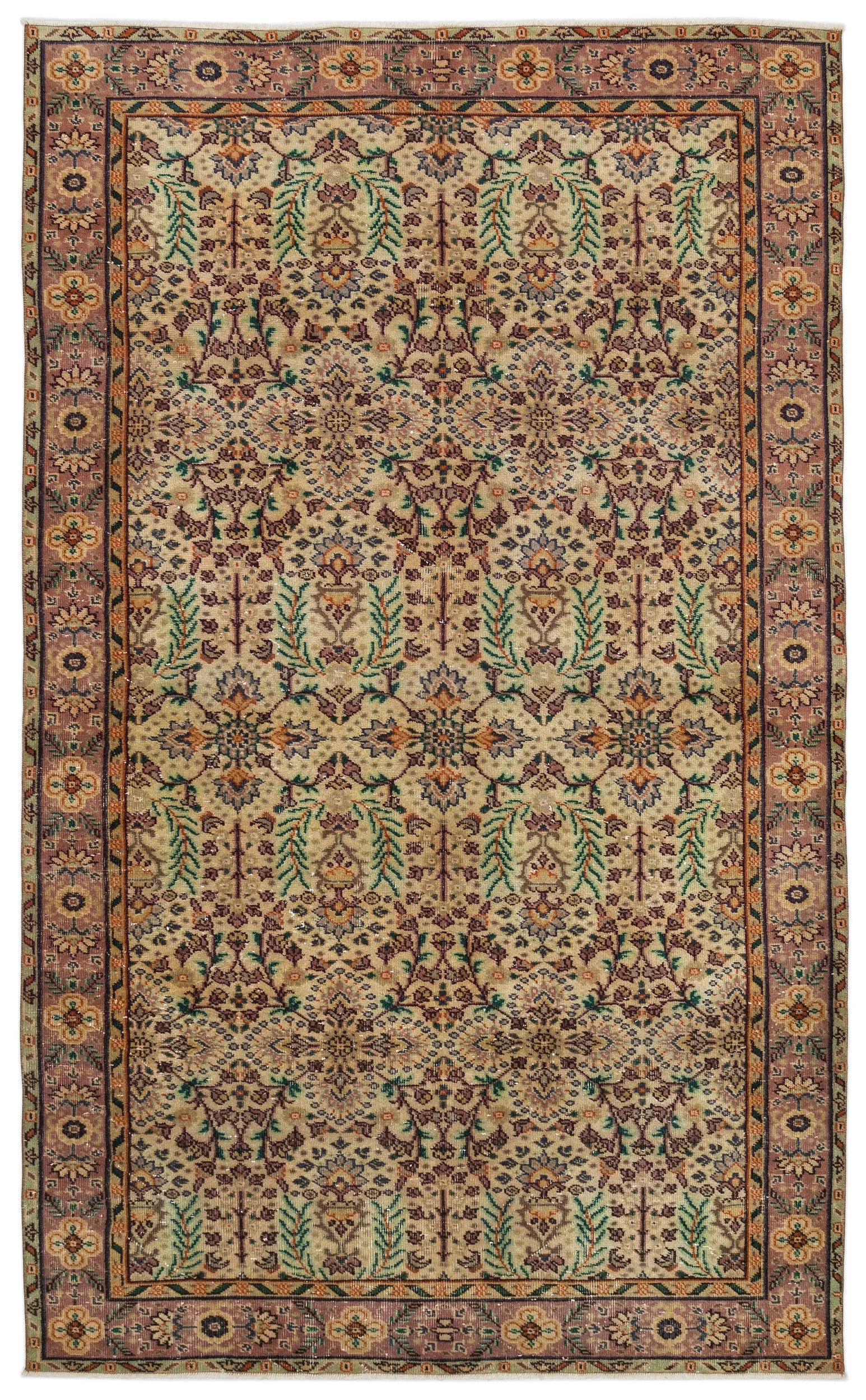Retro Design Naturel Over Dyed Vintage Rug 5'7'' x 9'4'' ft 170 x 285 cm