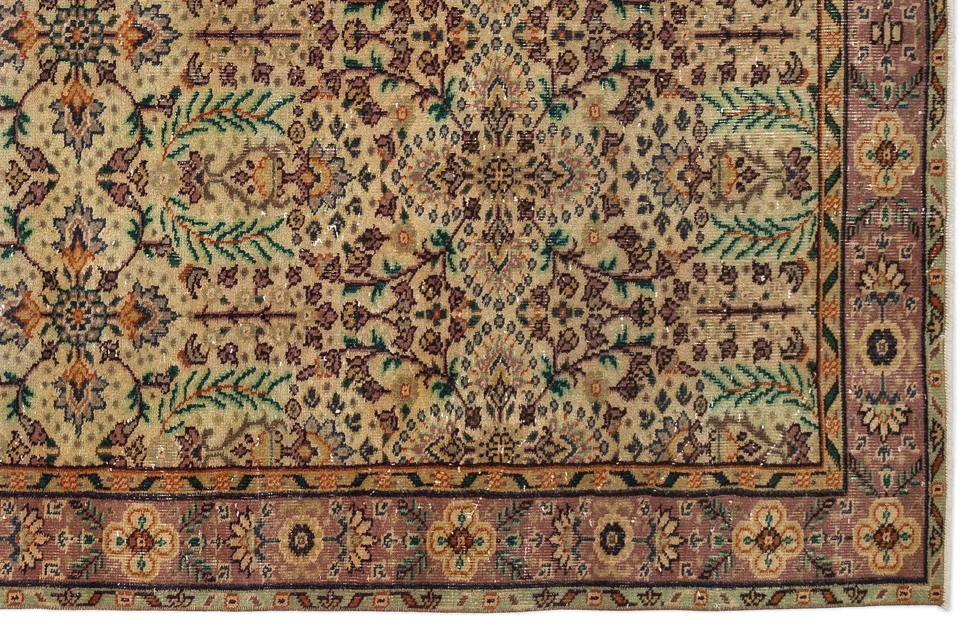 Retro Design Naturel Over Dyed Vintage Rug 5'7'' x 9'4'' ft 170 x 285 cm