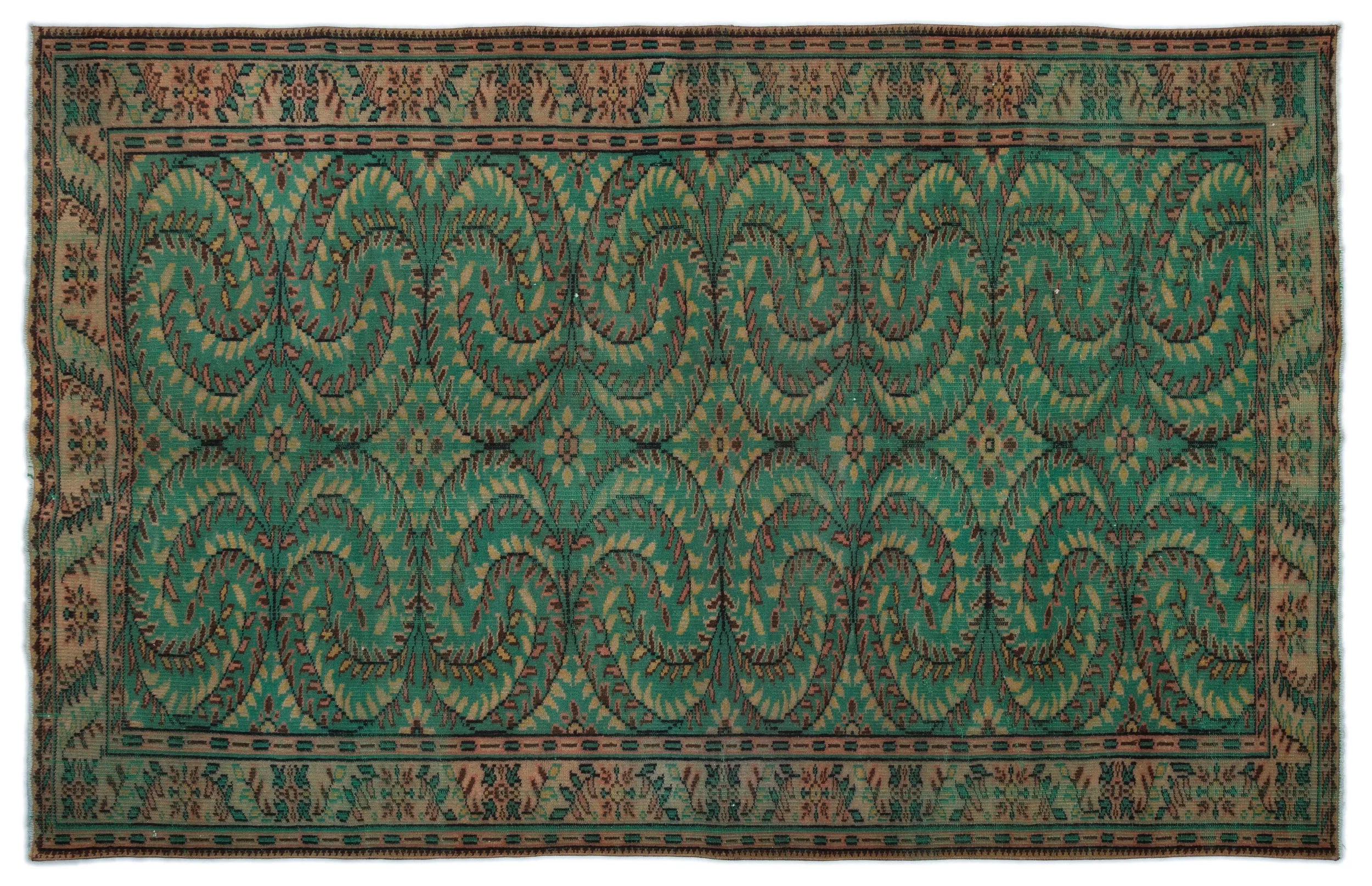 Retro Design Naturel Over Dyed Vintage Rug 5'9'' x 8'12'' ft 175 x 274 cm