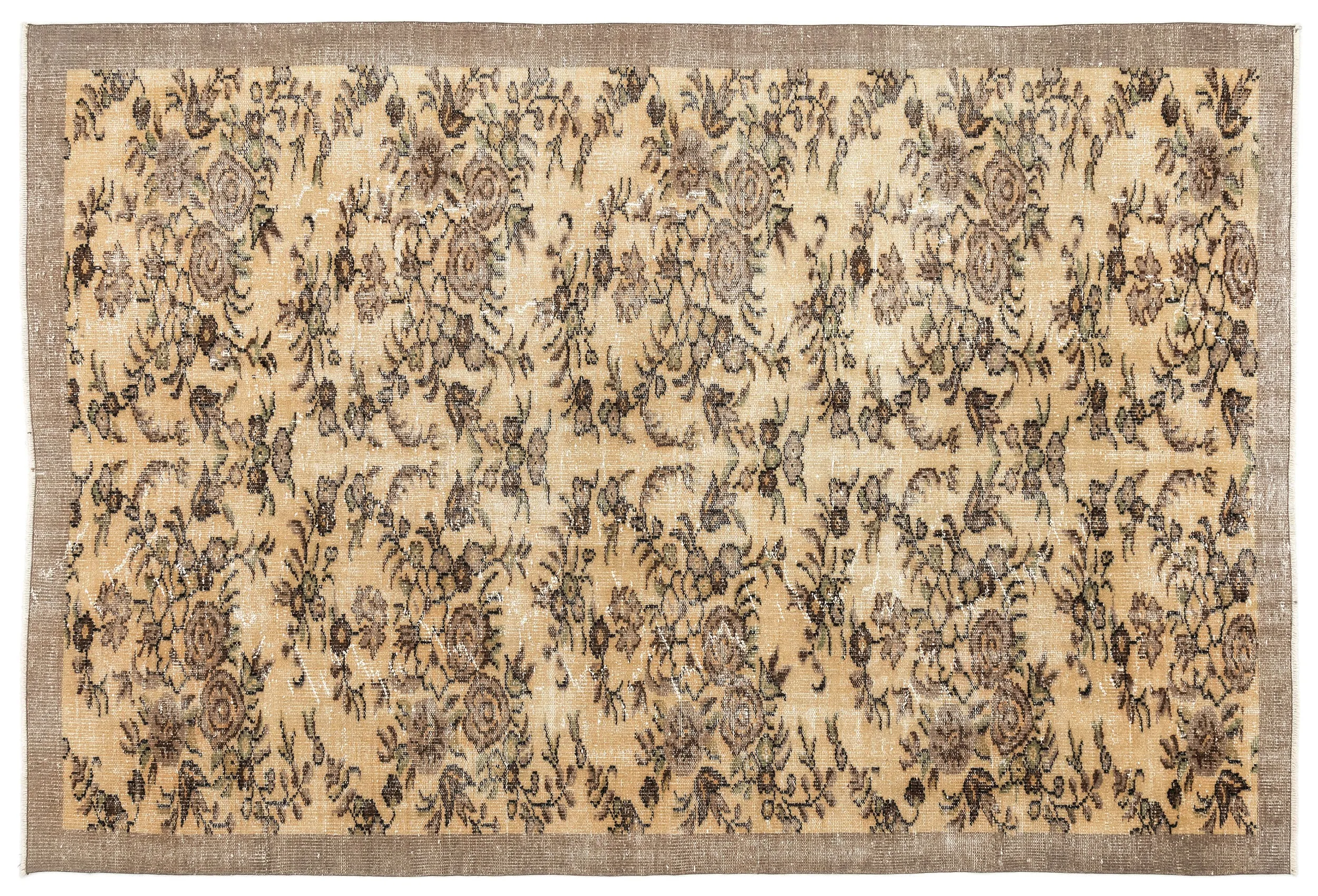 Retro Design Naturel Over Dyed Vintage Rug 5'9'' x 8'6'' ft 175 x 258 cm