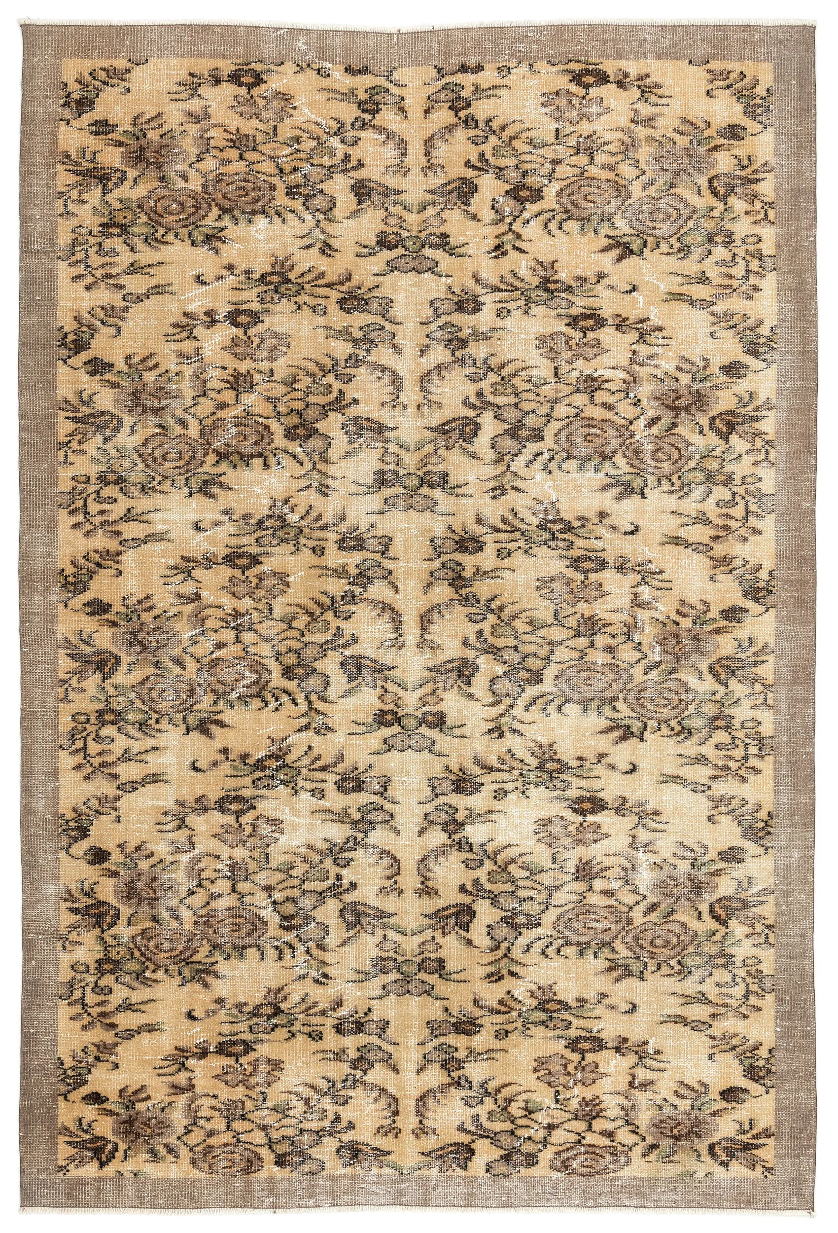 Retro Design Naturel Over Dyed Vintage Rug 5'9'' x 8'6'' ft 175 x 258 cm