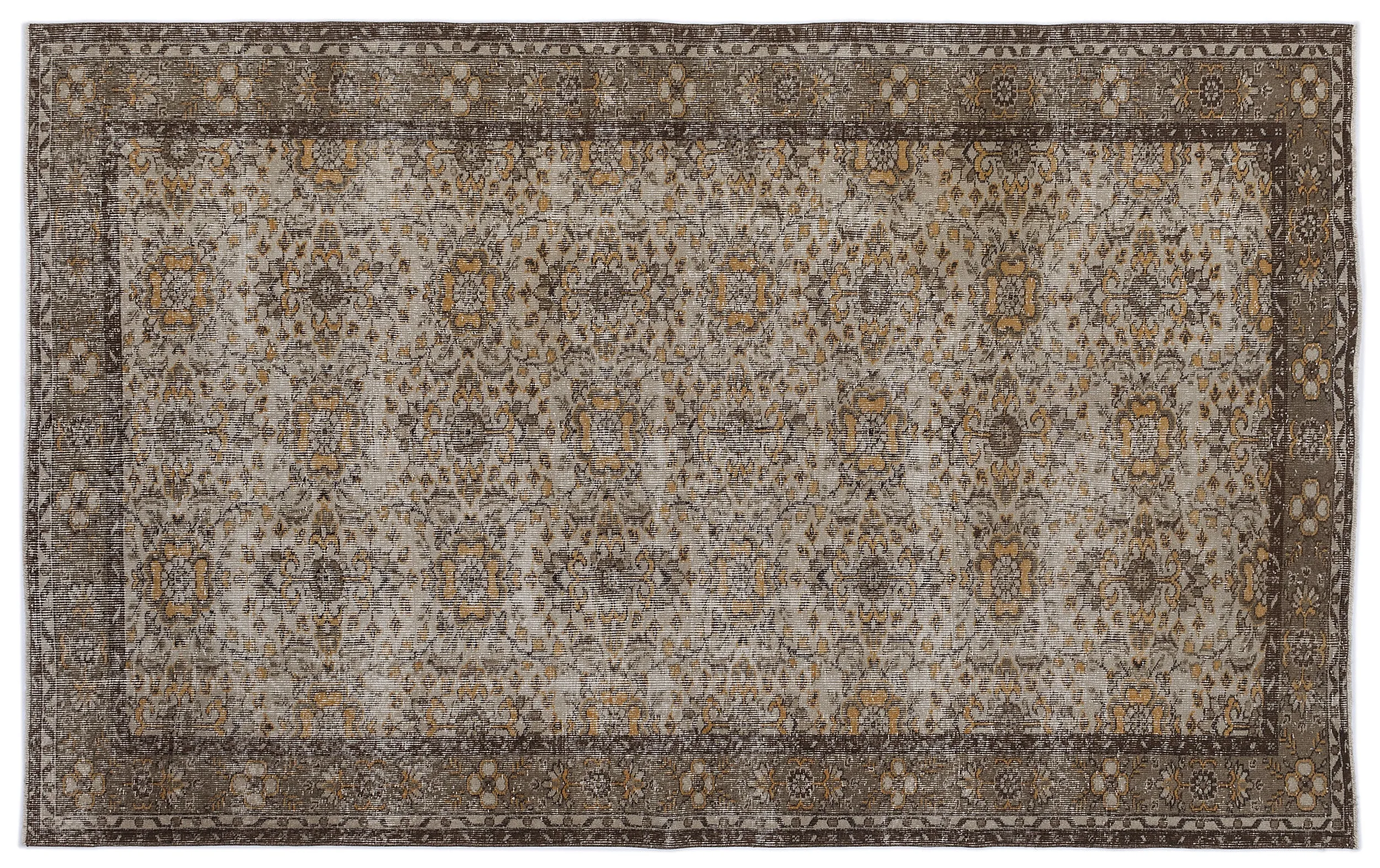 Retro Design Naturel Over Dyed Vintage Rug 5'9'' x 9'1'' ft 175 x 278 cm