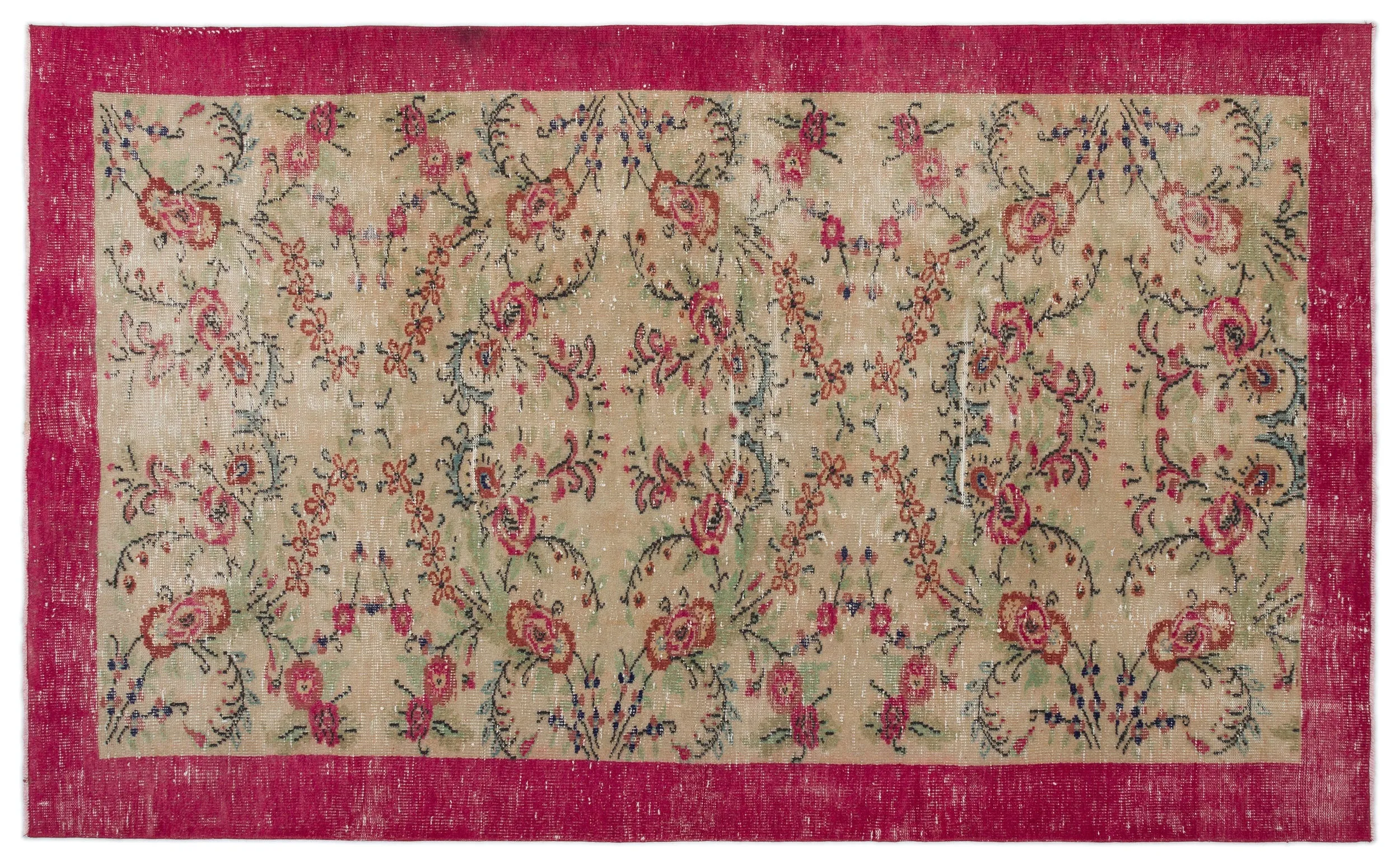 Retro Design Naturel Over Dyed Vintage Rug 5'9'' x 9'3'' ft 174 x 282 cm
