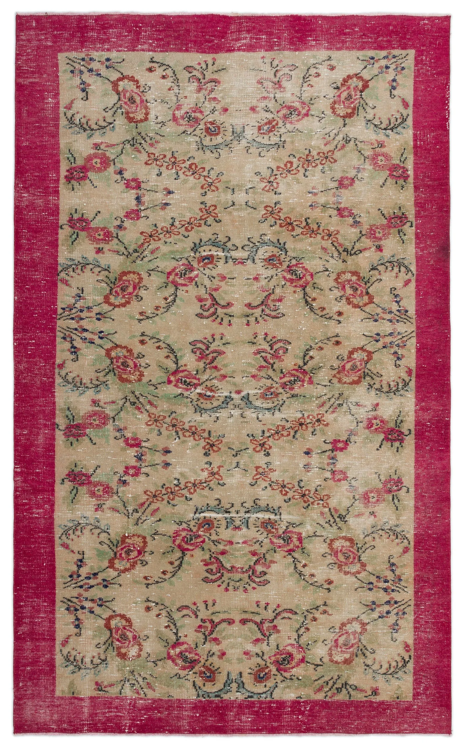 Retro Design Naturel Over Dyed Vintage Rug 5'9'' x 9'3'' ft 174 x 282 cm
