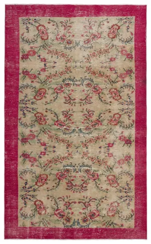 Retro Design Naturel Over Dyed Vintage Rug 5'9'' x 9'3'' ft 174 x 282 cm