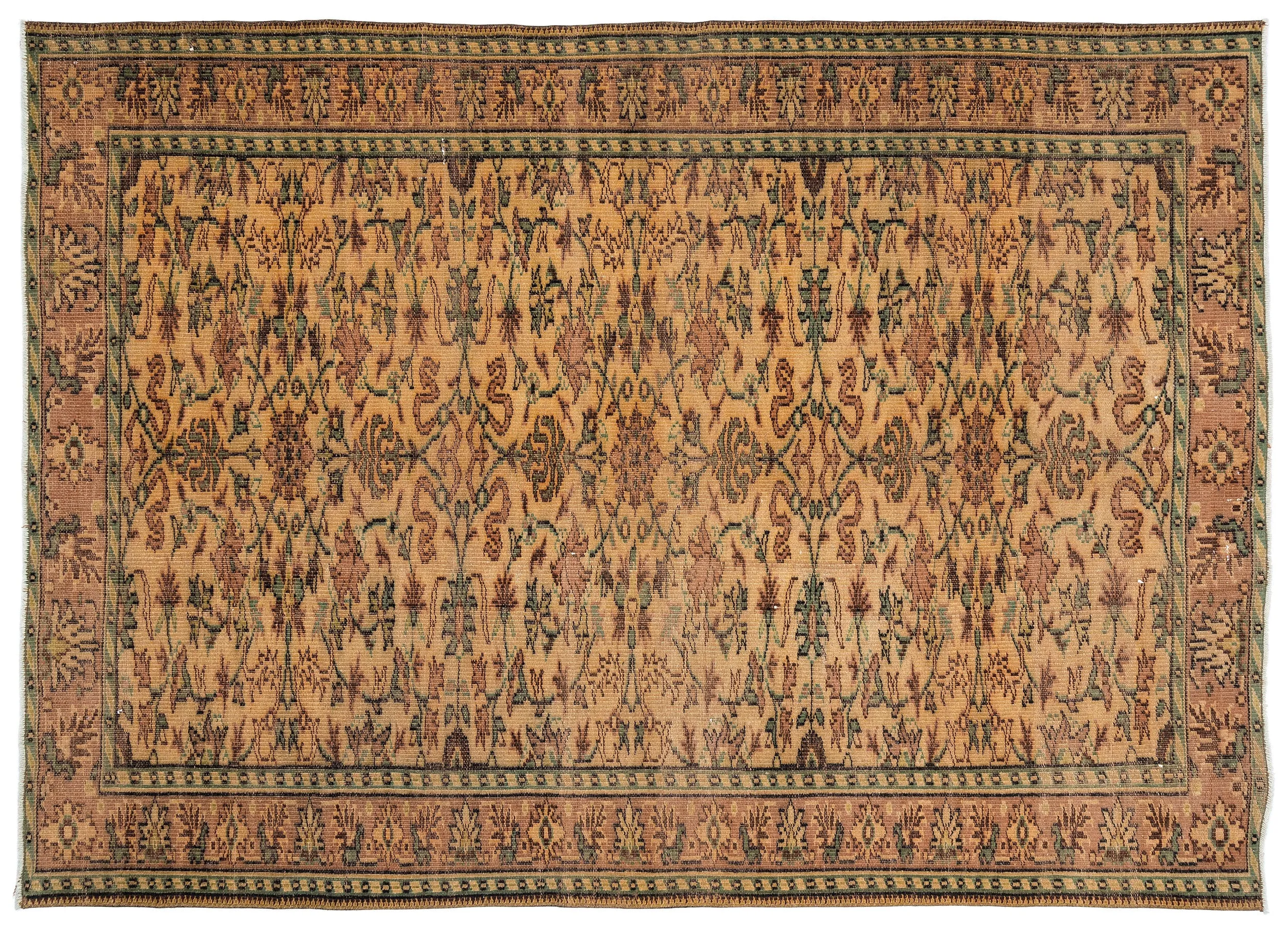 Retro Design Naturel Over Dyed Vintage Rug 6'2'' x 8'8'' ft 188 x 263 cm