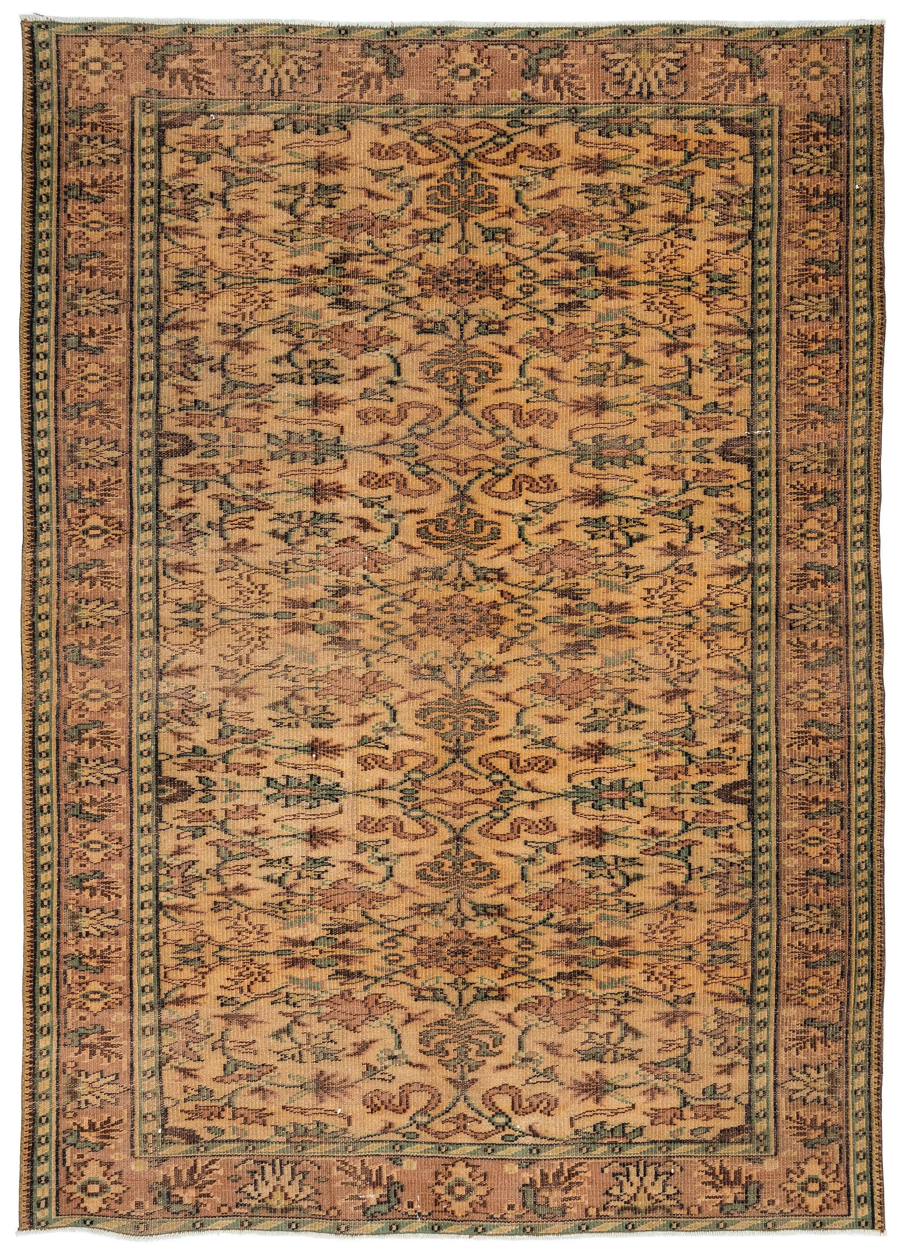 Retro Design Naturel Over Dyed Vintage Rug 6'2'' x 8'8'' ft 188 x 263 cm