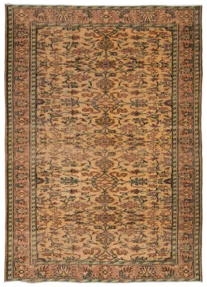 Retro Design Naturel Over Dyed Vintage Rug 6'2'' x 8'8'' ft 188 x 263 cm