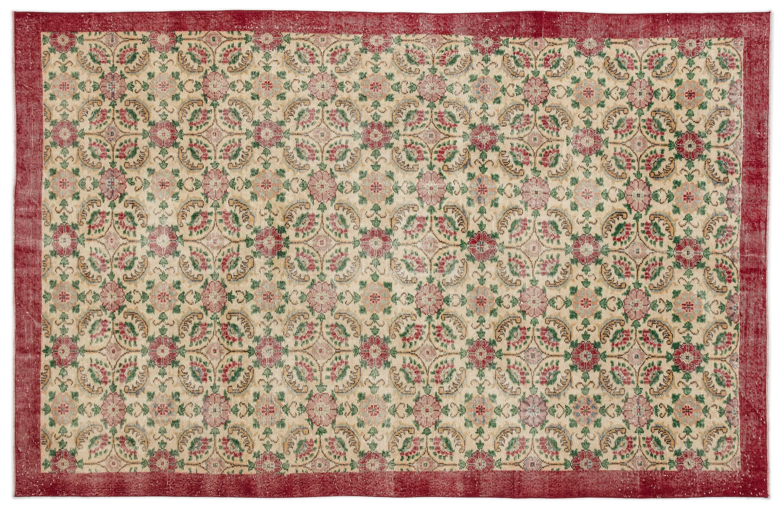 Retro Design Naturel Over Dyed Vintage Rug 6'7'' x 10'6'' ft 200 x 320 cm