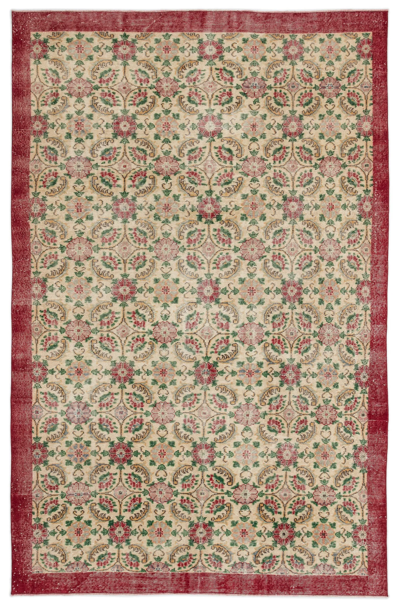 Retro Design Naturel Over Dyed Vintage Rug 6'7'' x 10'6'' ft 200 x 320 cm