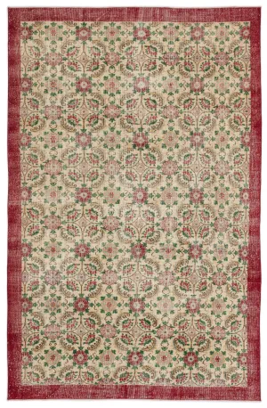 Retro Design Naturel Over Dyed Vintage Rug 6'7'' x 10'6'' ft 200 x 320 cm