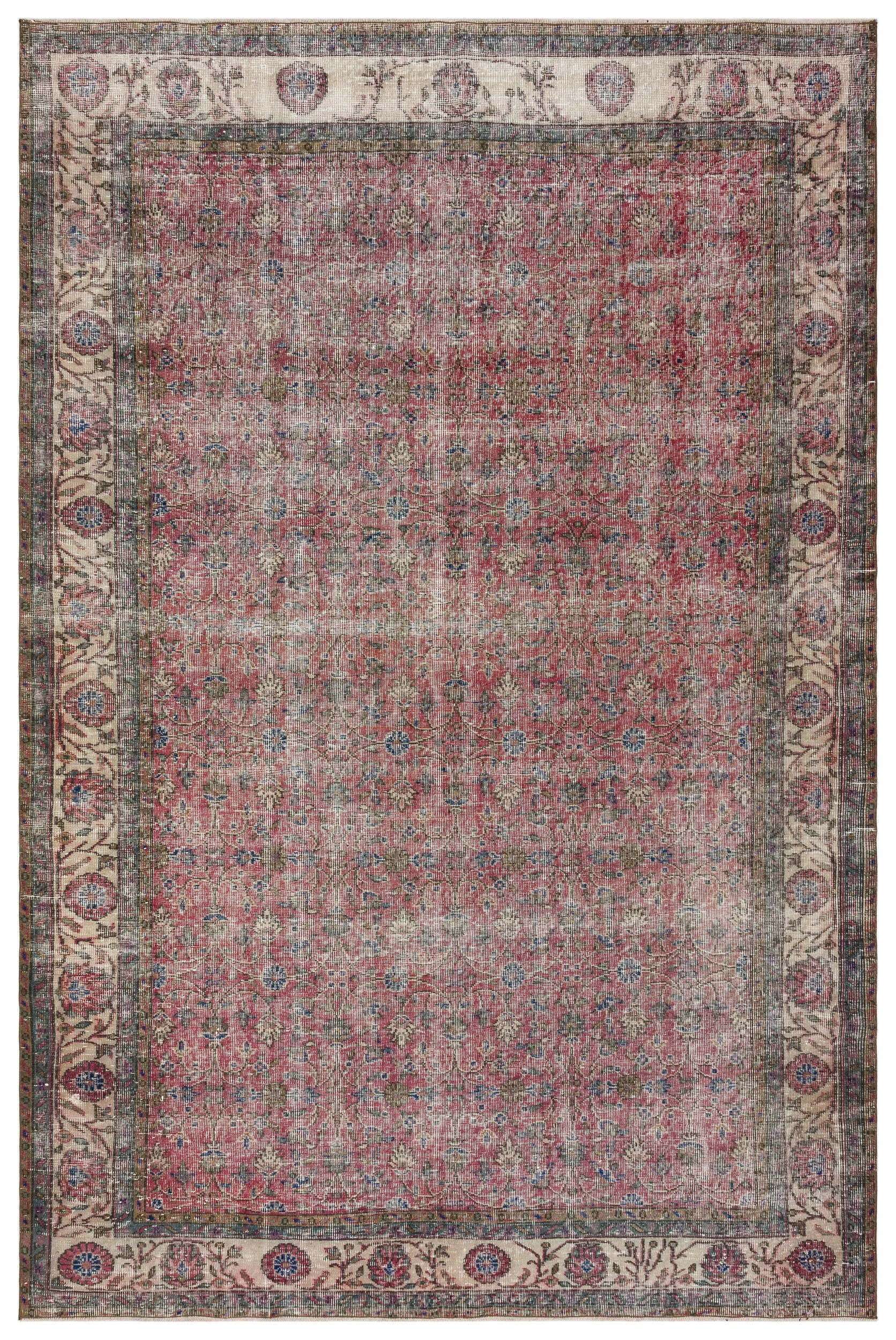 Retro Design Naturel Over Dyed Vintage Rug 7'2'' x 10'7'' ft 219 x 323 cm