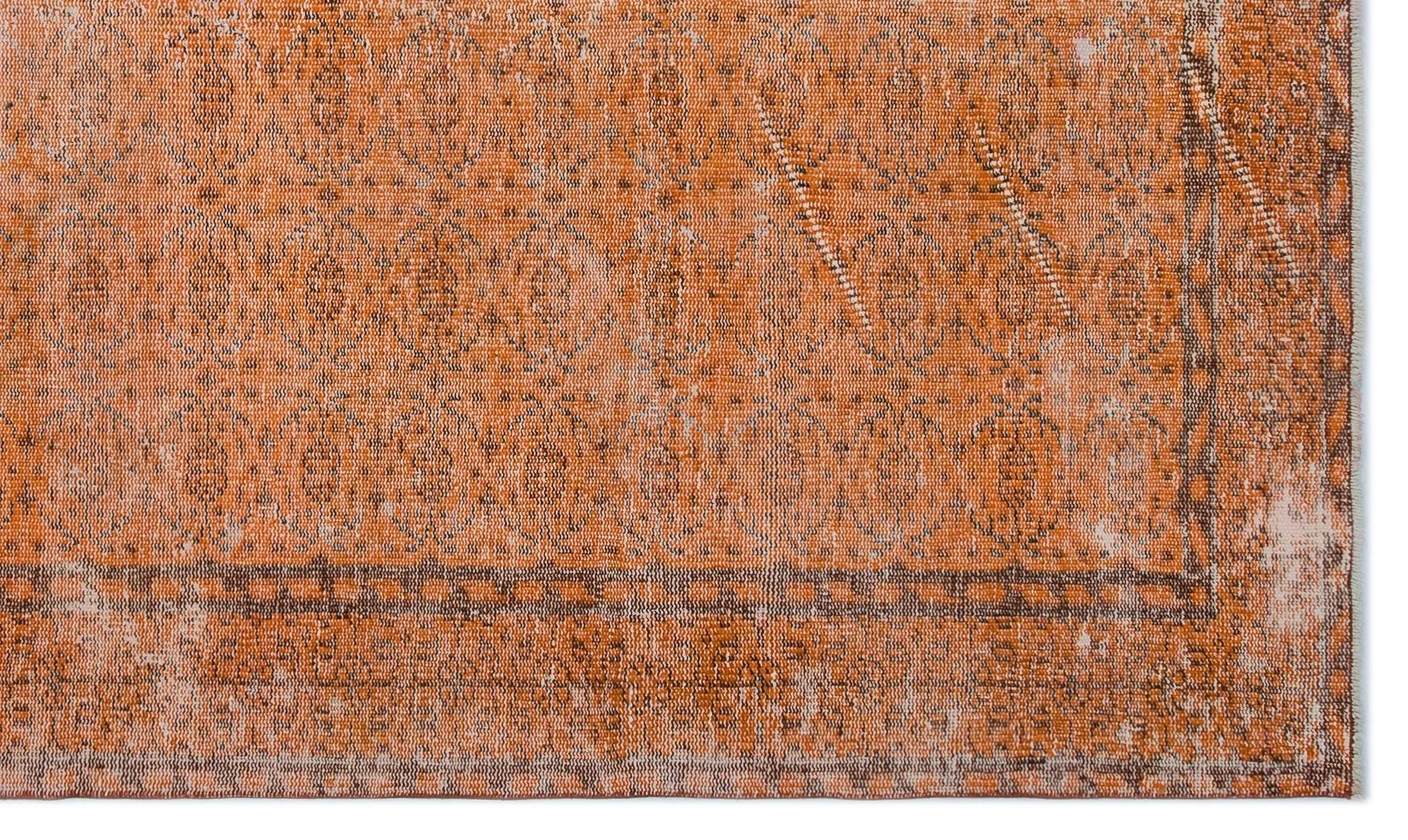 Retro Design Orange Over Dyed Vintage Rug 5'4'' x 9'2'' ft 162 x 280 cm