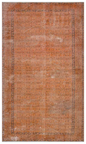 Retro Design Orange Over Dyed Vintage Rug 5'4'' x 9'2'' ft 162 x 280 cm