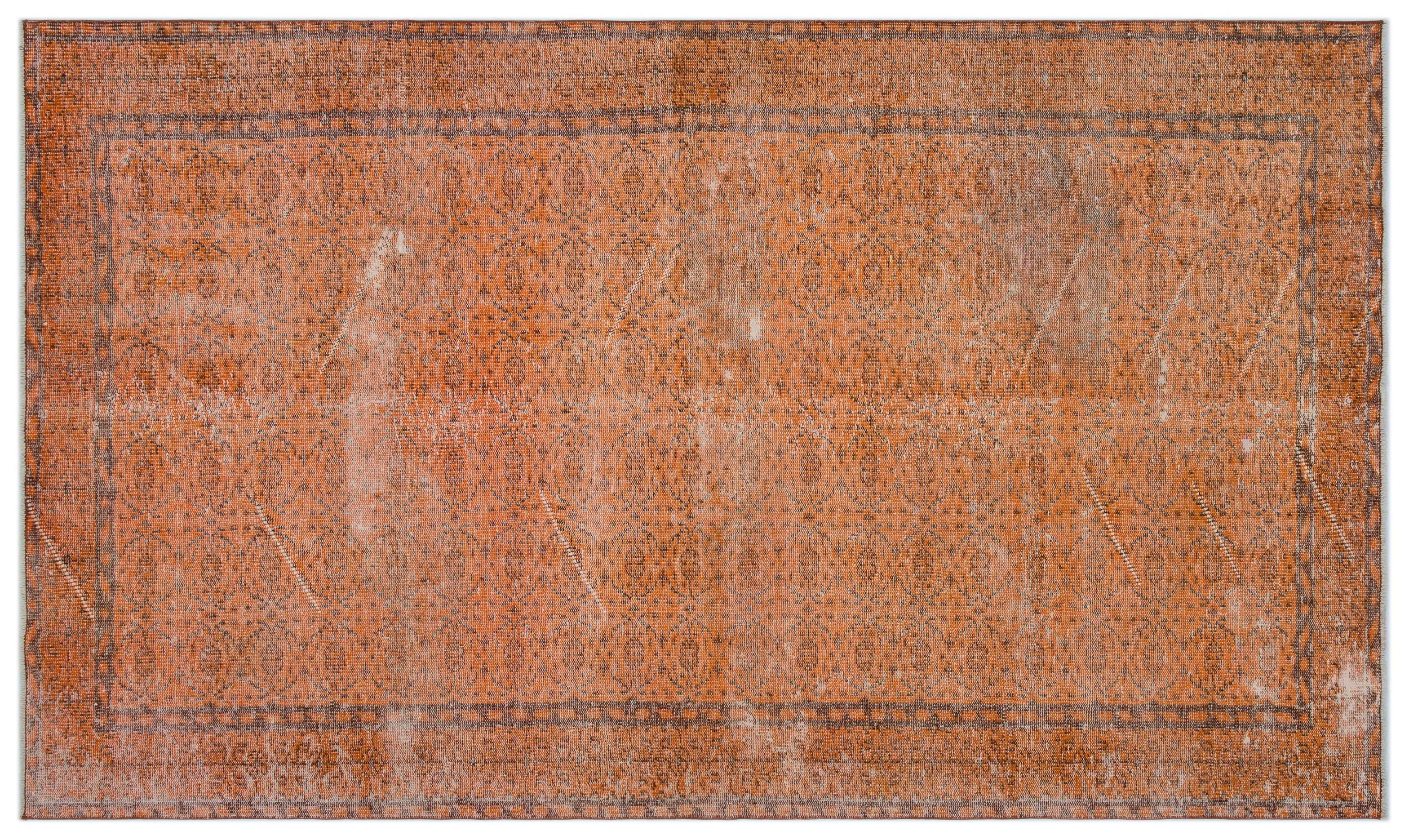 Retro Design Orange Over Dyed Vintage Rug 5'4'' x 9'2'' ft 162 x 280 cm