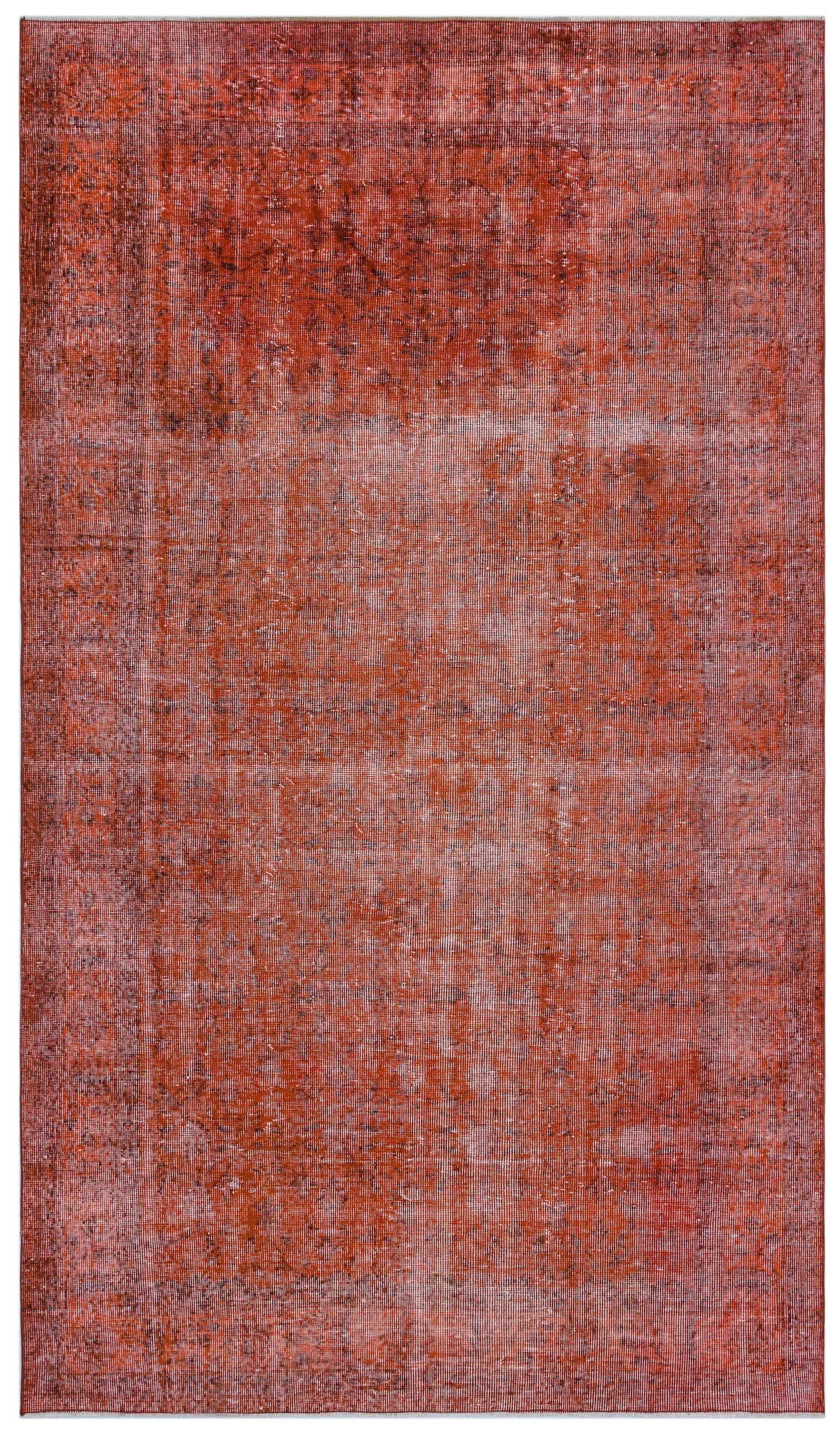 Retro Design Orange Over Dyed Vintage Rug 5'4'' x 9'3'' ft 162 x 281 cm