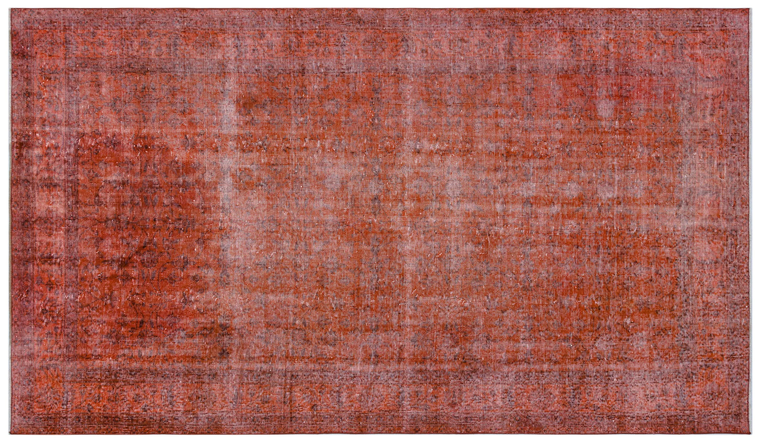 Retro Design Orange Over Dyed Vintage Rug 5'4'' x 9'3'' ft 162 x 281 cm