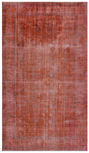 Retro Design Orange Over Dyed Vintage Rug 5'4'' x 9'3'' ft 162 x 281 cm
