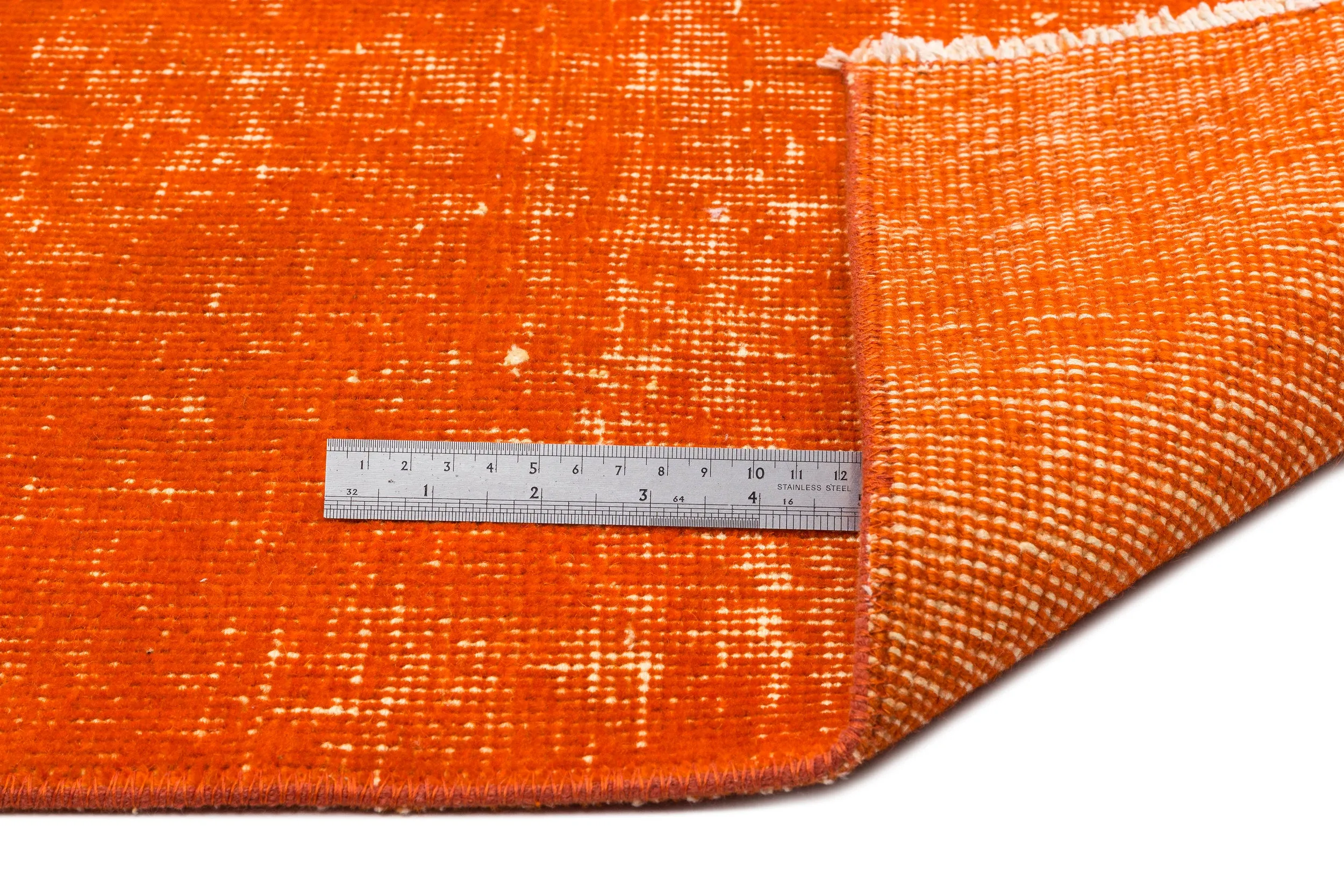 Retro Design Orange Over Dyed Vintage Rug 5'7'' x 8'10'' ft 170 x 270 cm