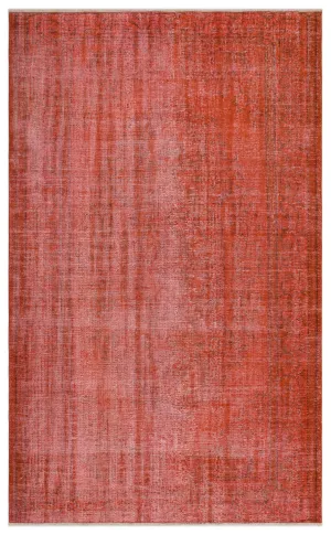 Retro Design Orange Over Dyed Vintage Rug 5'9'' x 9'5'' ft 175 x 286 cm