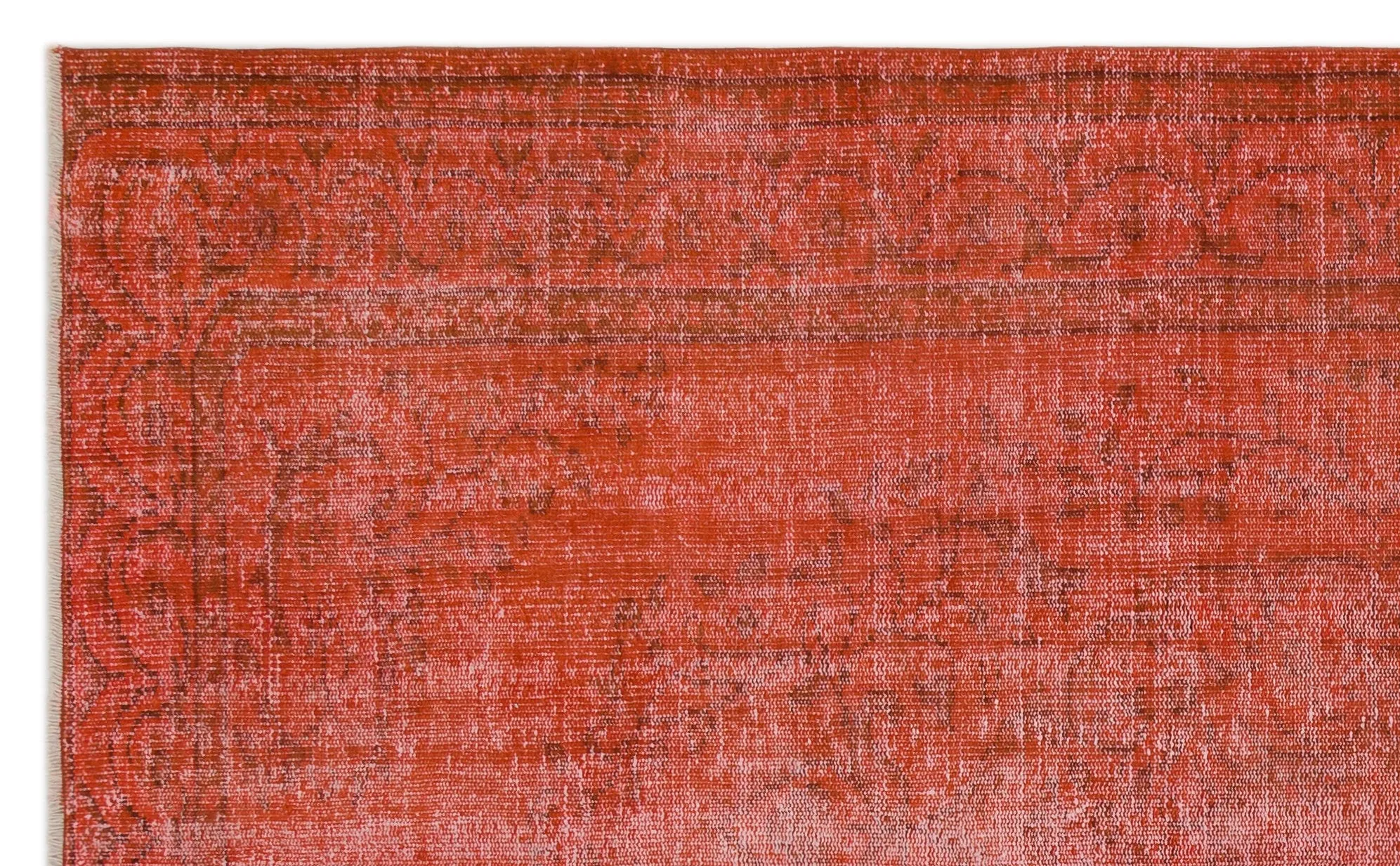 Retro Design Orange Over Dyed Vintage Rug 5'9'' x 9'5'' ft 175 x 286 cm