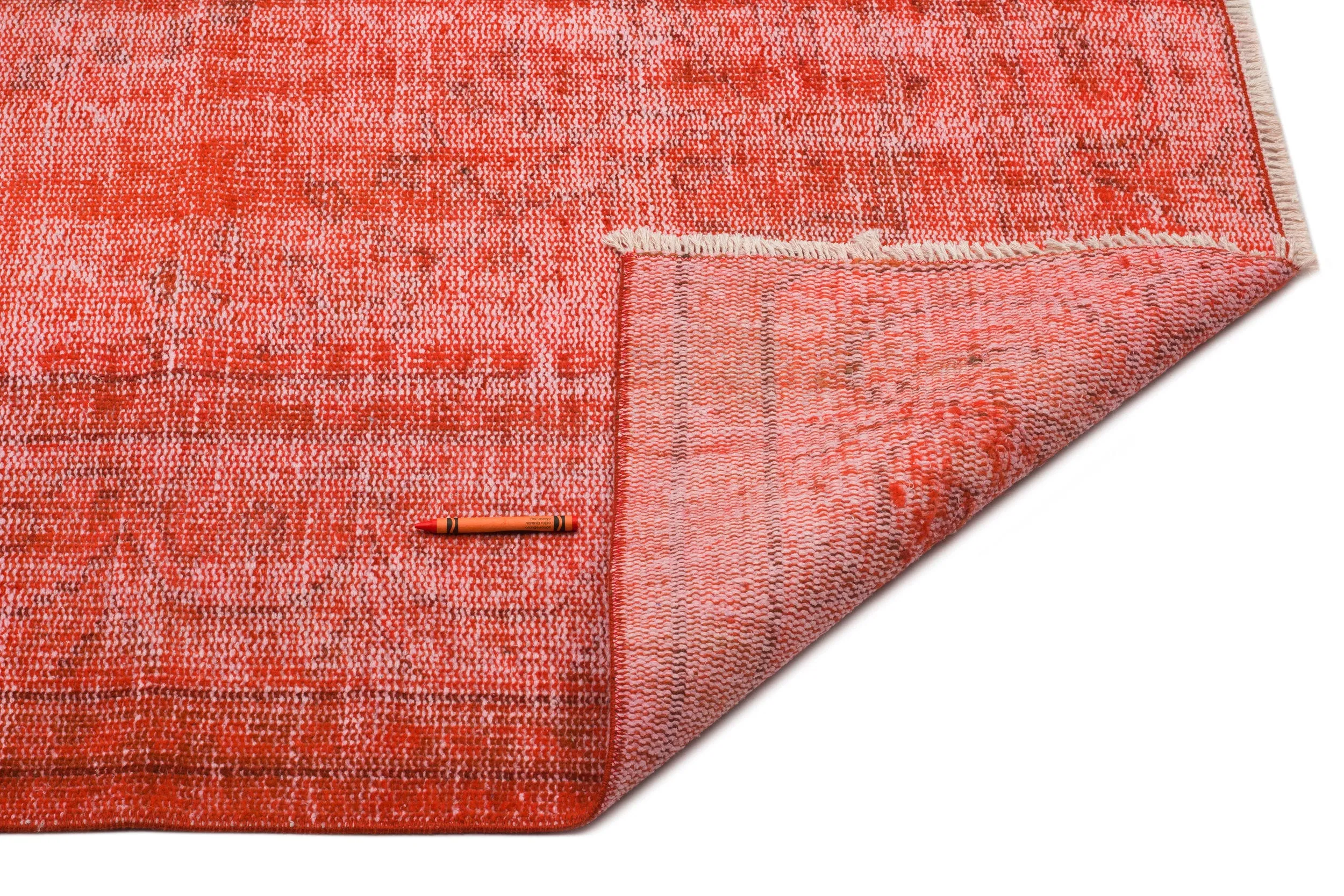Retro Design Orange Over Dyed Vintage Rug 5'9'' x 9'5'' ft 175 x 286 cm