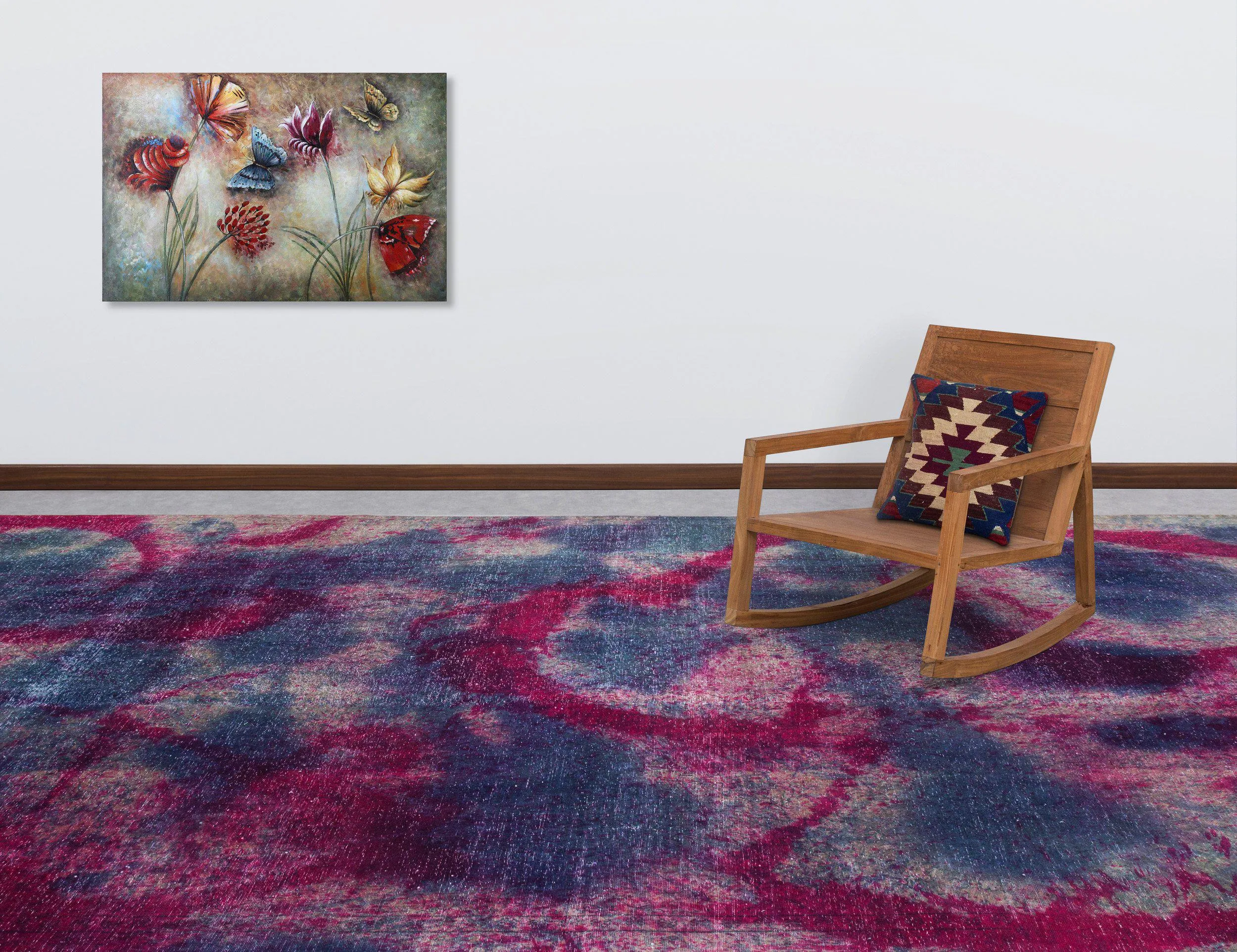 Retro Design Over Dyed Vintage XLarge Rug 9'5'' x 12'11'' ft 286 x 394 cm